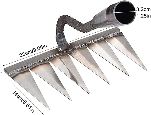 Miniatura 7 de Rastrillo de jardín afilado y duradero, rastrillo de hierro resistente, rastrillo de mano de acero endurecido para césped de patio trasero,