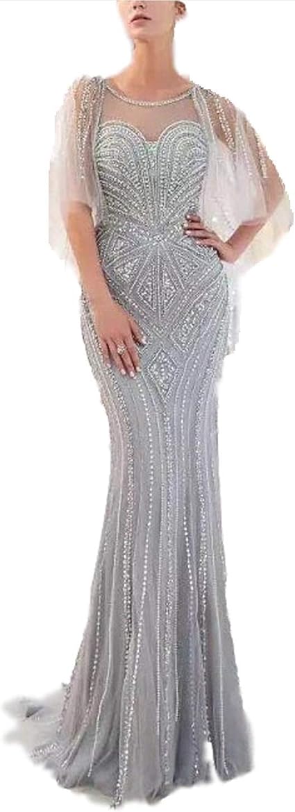 Abito Girocollo Bud Seta Scialle Scialle Festa Abito Da Sposa Matrimonio Sposa Per Sposa Kz Argento Piccolo Amazon It Fai Da Te