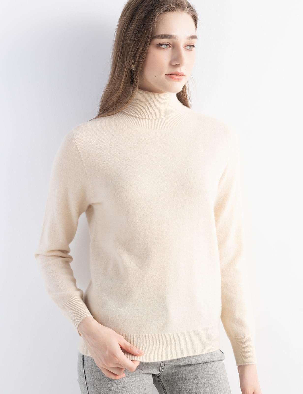 Chanyarn Maglione da Donna 100% Puro Cashmere 2024 Autunno Inverno Collo Alto a Maniche Lunghe Caldo Morbido Maglione