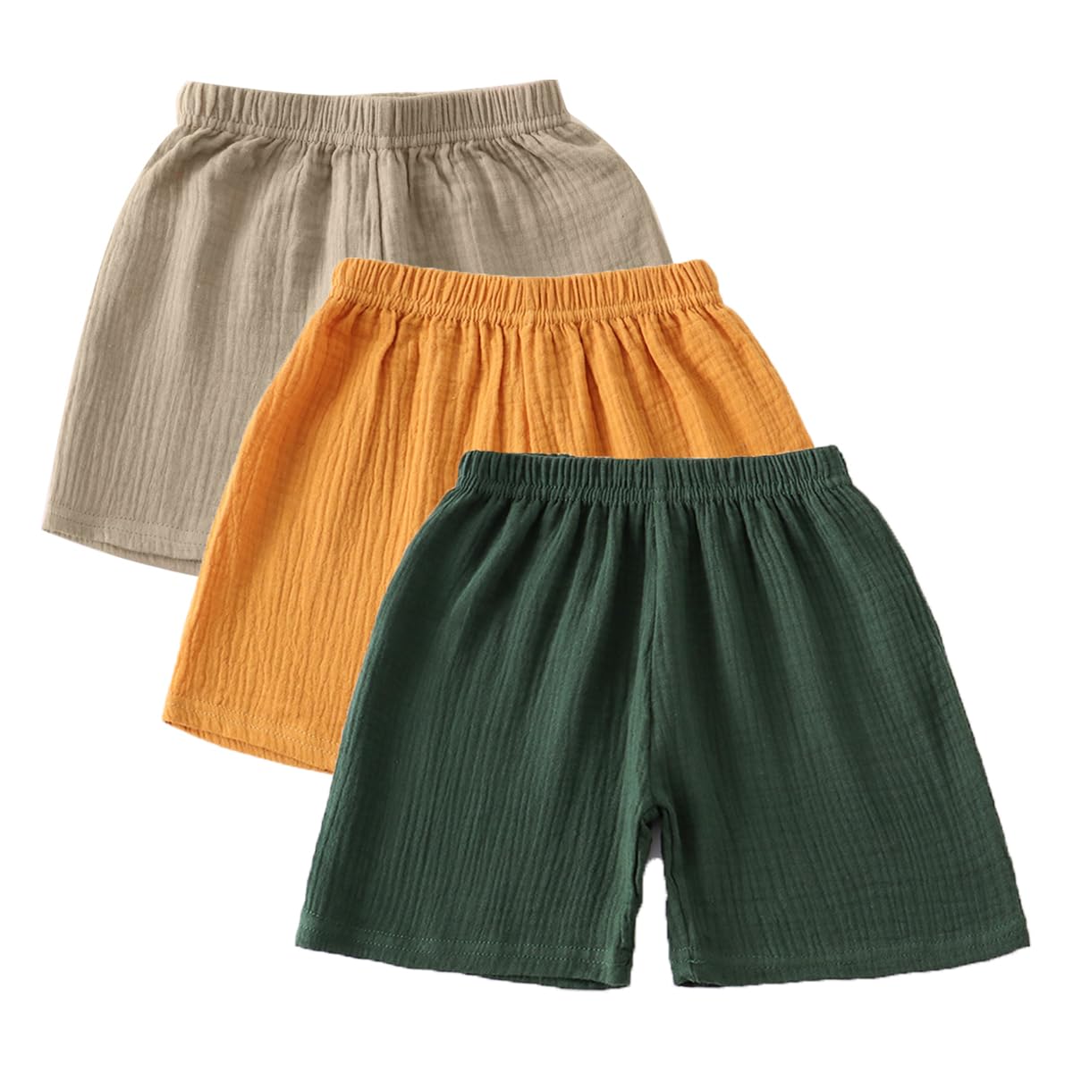 Rainjia Baby Boys Girls Muslin Shorts Size 68/74/80/86/92, Children's Cotton Linen Summer Shorts 98/104 Plain Casual Shorts Bermuda 110/116/122, Style C, 92-98