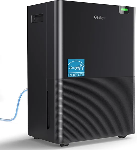 Gasbye 4500 Sq.Ft. Most Efficient Energy Star 2024 Dehumidifier for Basement with Drain Hose, Max 75 Pints/D Dehumidifier for Large Room, [43dB Quiet Compressor], Easy Drainage, Auto-restart, Black