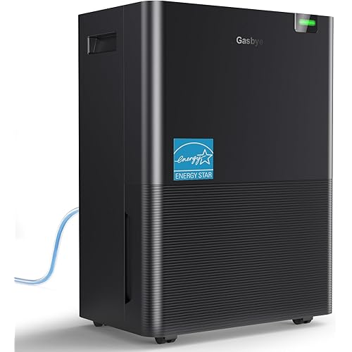 4500 Sq.Ft. Most Efficient Energy Star 2024 Dehumidifier for Basement with Drain Hose, Max 75 Pints/D Dehumidifier for Large Room, [43dB Quiet Compressor], Easy Drainage, Auto-restart, Black