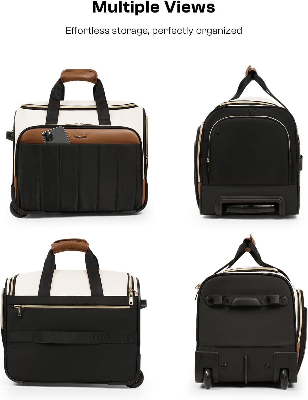 Rolling Craft Bag with Wheels, All-in-One Rolling Scrapbook Tote No Installation Required, Rolling Teacher Bag Fits 16” Laptop, Art bags for supplies for DIY, Sewing, Scrapbooking Supplies,Beige Brown - Image 9