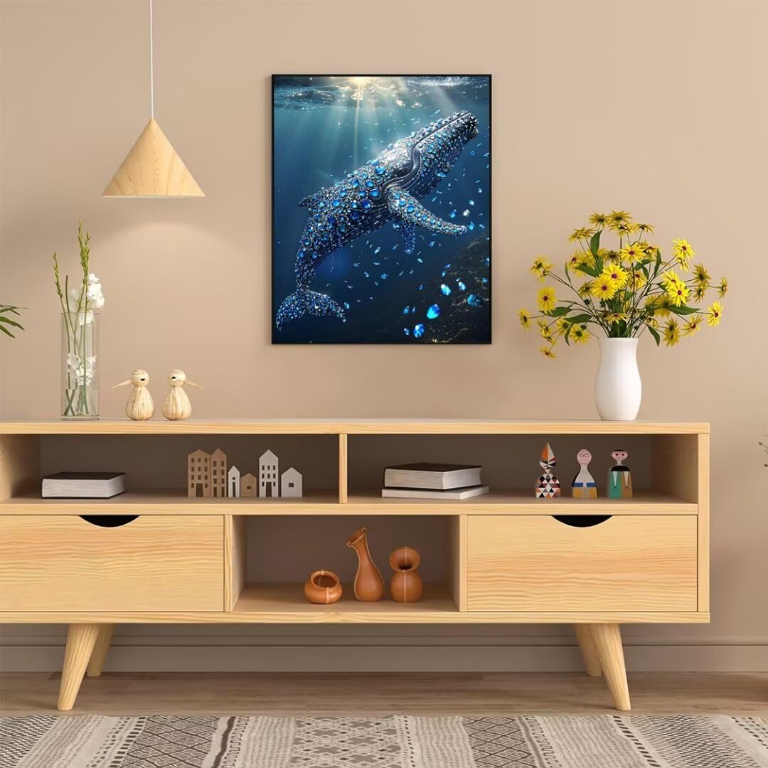 Pintura por Numeros Ballena azul Pintar por Numeros Adultos Niños, DIY Paint by Number Kit con Pinceles y Pinturas Acrilicos, Cuadros por Numeros, Decoración para el Hogar (Sin Marco) 100x70cm w-2396