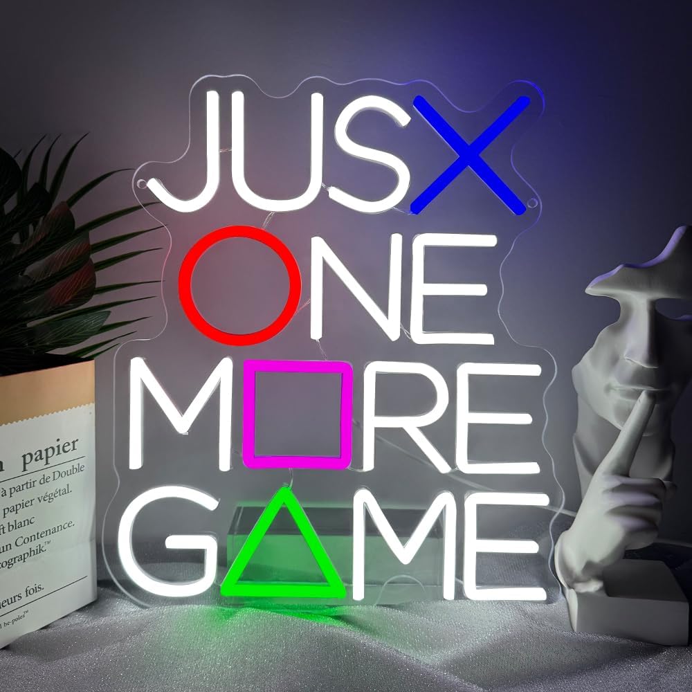 Gamer Neon Sign for Wall Decor,Gaming LED Light Sign,Just One More Game Backdrop for Boys Bedroom Video Game Room Club Party Man Cave,Best Gift for Teens Boys Men USB Powered(14.2"*12.3")