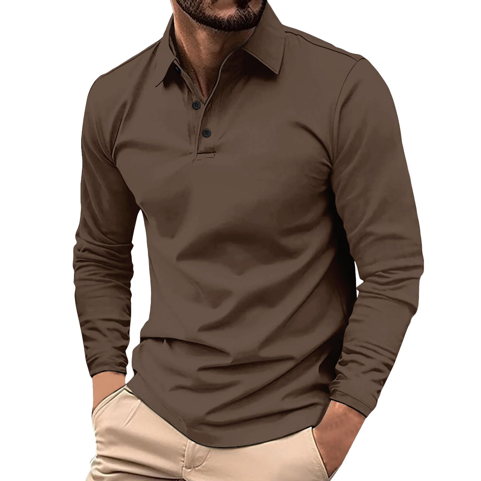 Pack de 3/5 Polos Homme Uni et Imprimé Dégradé Manches Longues Respirant Séchage Rapide pour Sport - Haute Performance