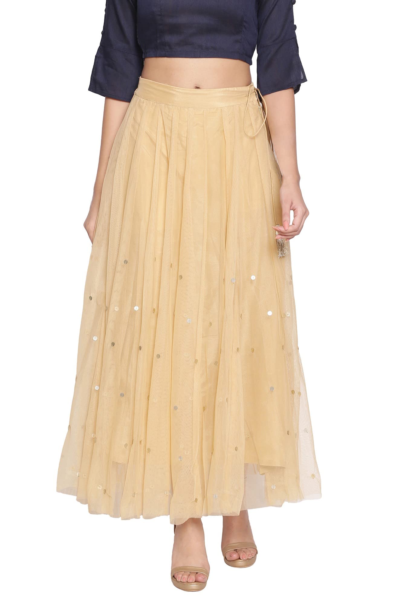 Women Polyester Strechable Maxi Skirts-image-24