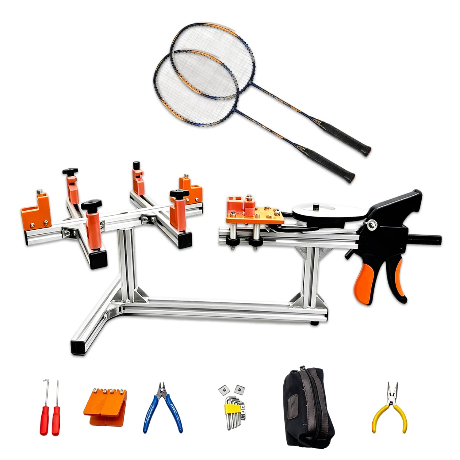 WTRYRN Badminton Racket Stringer, DIY Racket String Tools, anti-deformation clamp, 3-pronged claws, solid alloy, great for fans and casual stringing