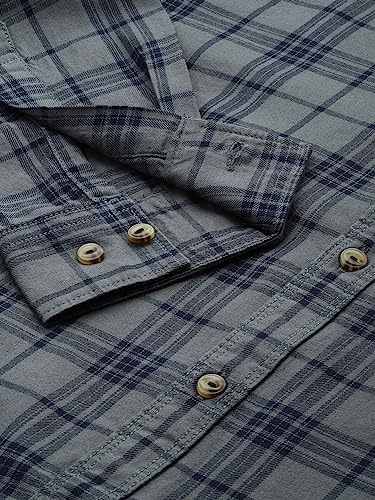 Image of The Indian Garage Co Men Slim Fit Checkered Full Sleeves Cutaway Collar Casual Shirt