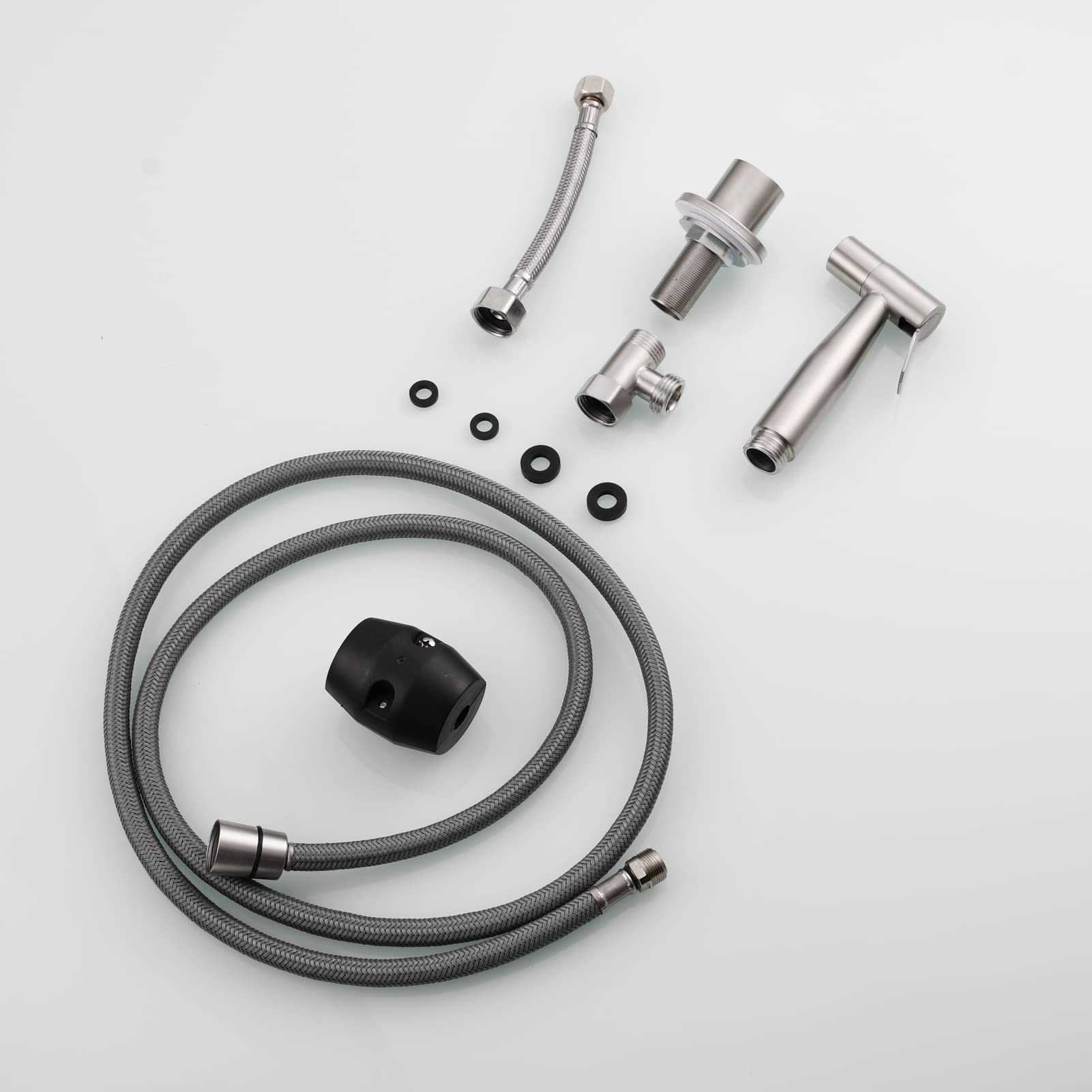 CLMJHG CIENCIA Set di spruzzatori Laterali per lavello da Cucina in Acciaio Inox, doccetta Estraibile con Tubo spruzzatore Laterale e Supporto per spruzzatore, Nero, WS030CF