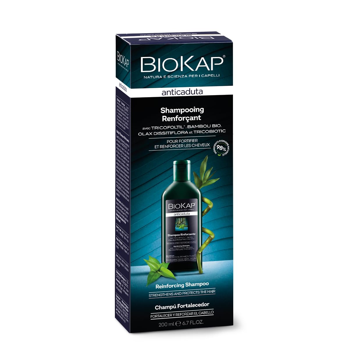 BIOS LINE Biokap Shampoo Anticaduta Rinforzante con Tricobiotic, Rinforza e Fortifica i Capelli, Uso Quotidiano, 200 ml