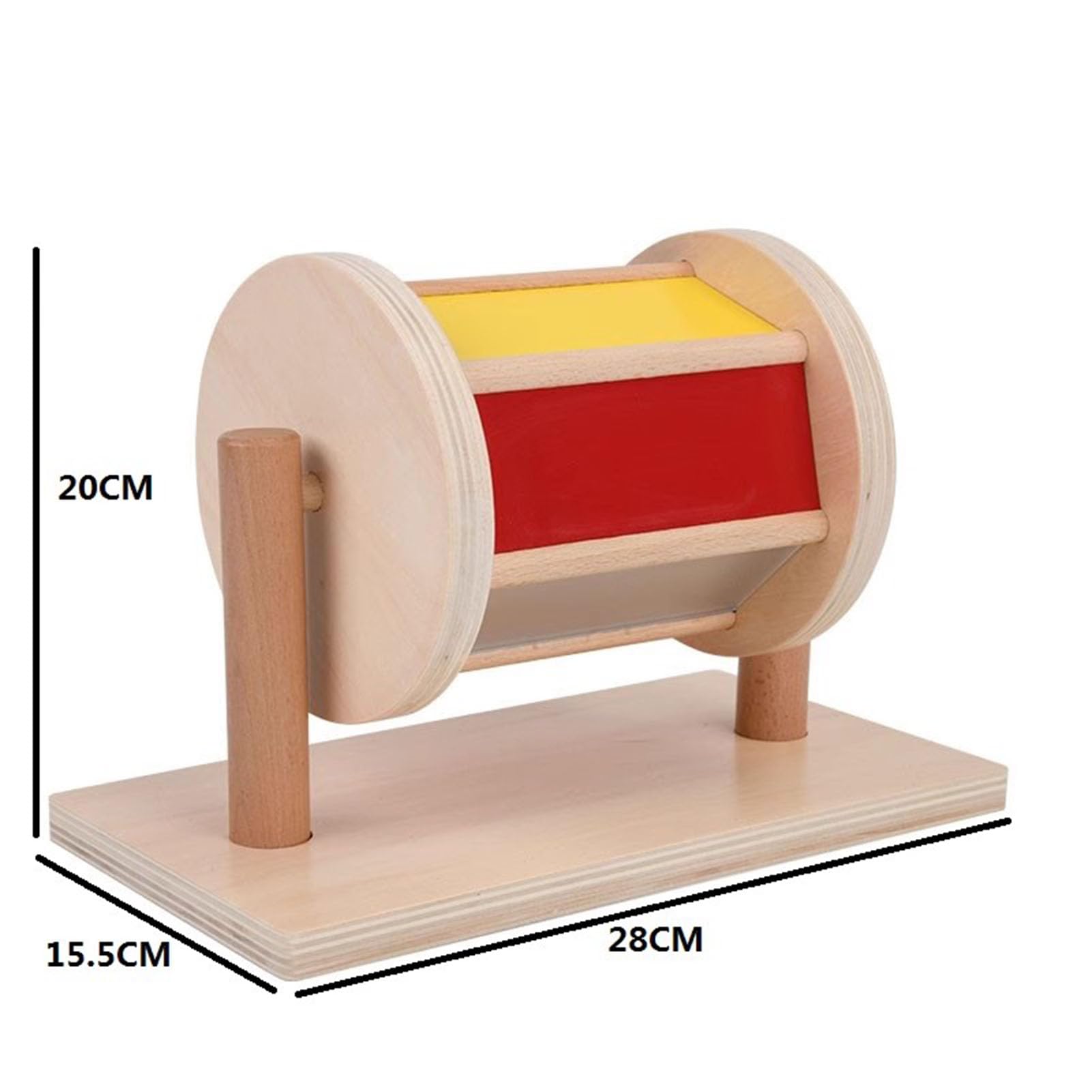 Montessori Sensorische Textiltrommel aus Holz, Lehrmittel, von der Vorschule inspirierte Spinntrommel für Kleinkinder