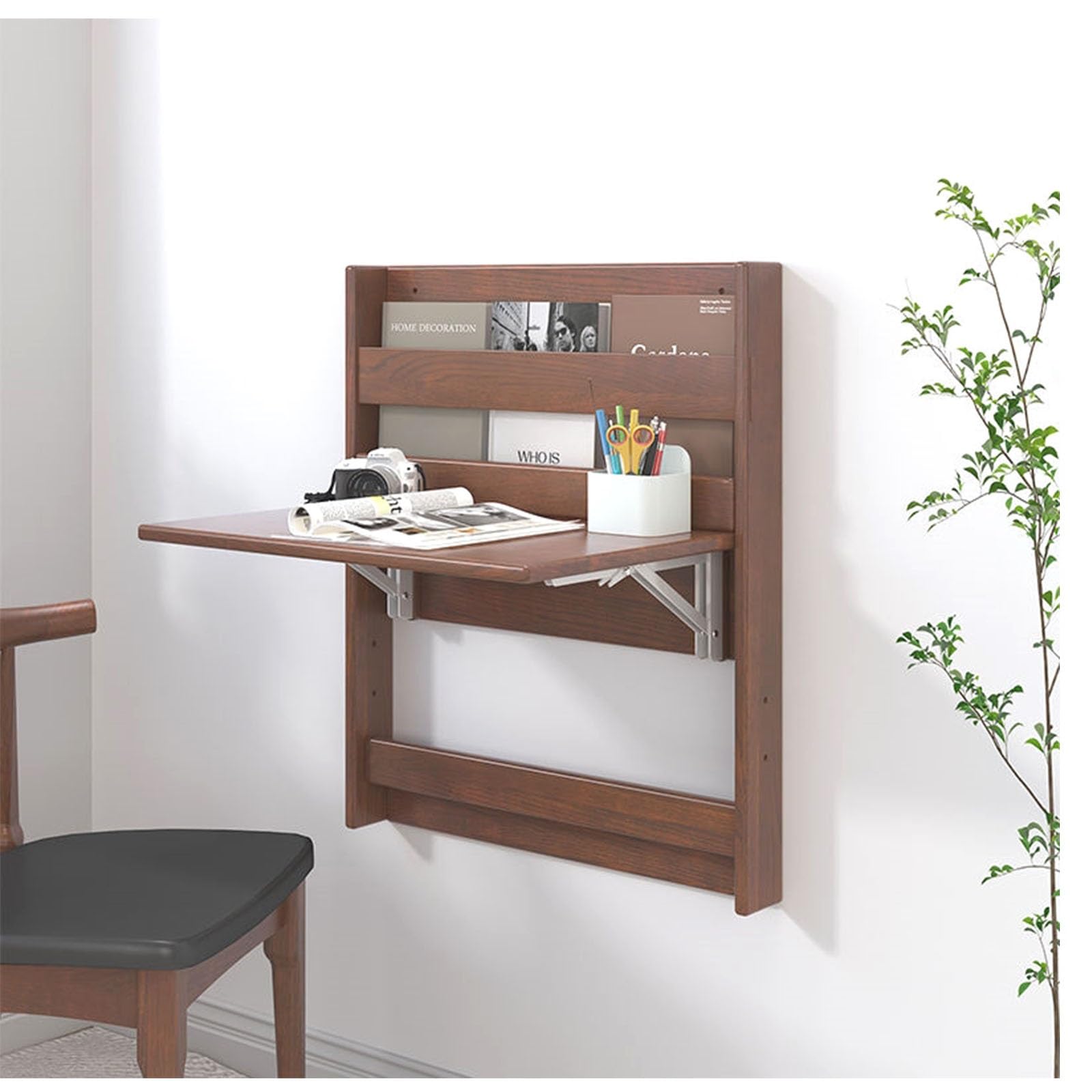 Klappbarer Wand-Schreibtisch, Schwebender Laptop-Schreibtisch, Wandmontierter Aufbewahrungsschreibtisch, Echtholz-Wandklapptisch, geeignet für Wohnzimmer, Arbeitszimmer, Schlafzimmer, Büro (Größe: gro