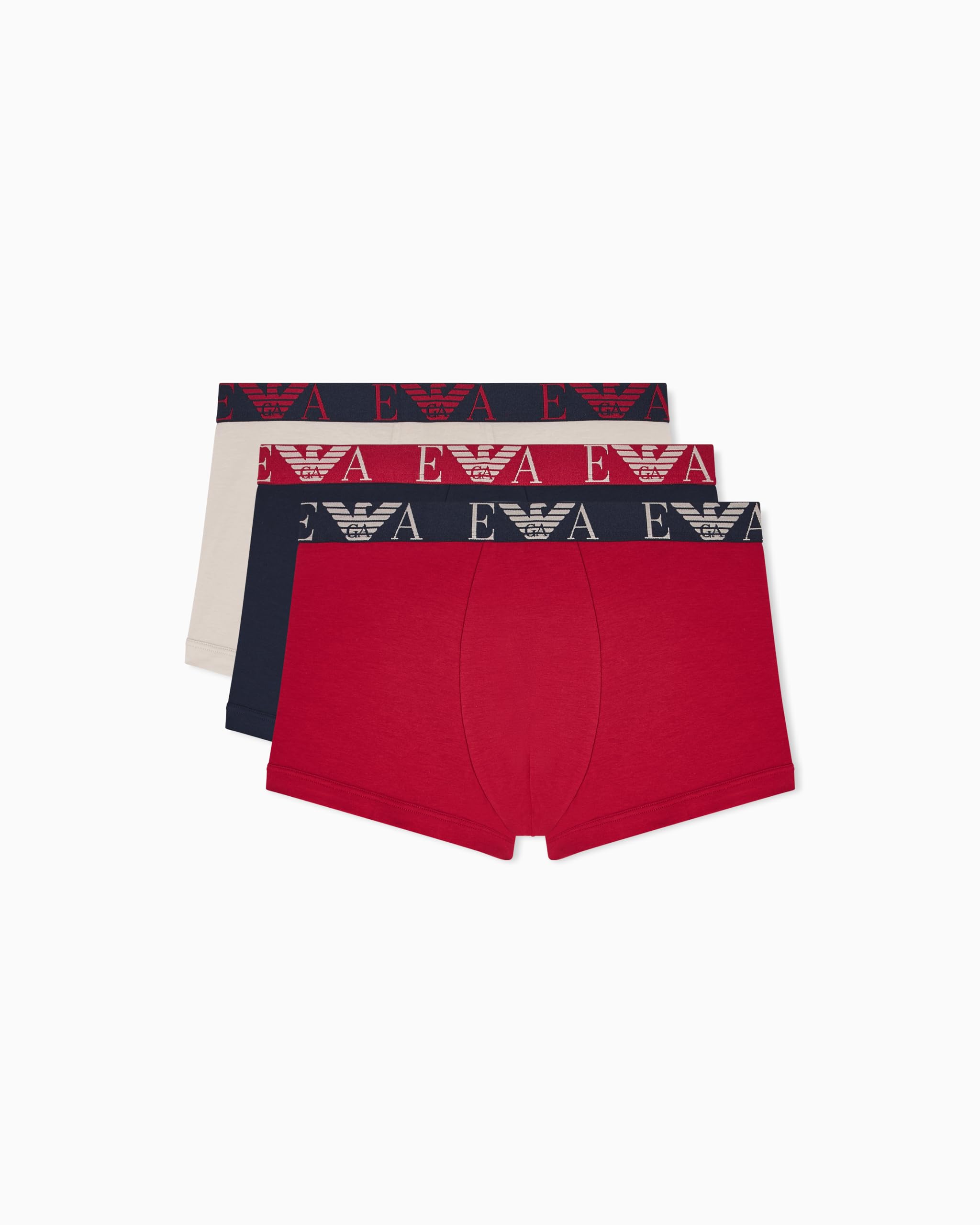 Emporio Armani Men's Nut/Ar.blu/Scooter Bold Monogram 3-Pack Trunk Beige S
