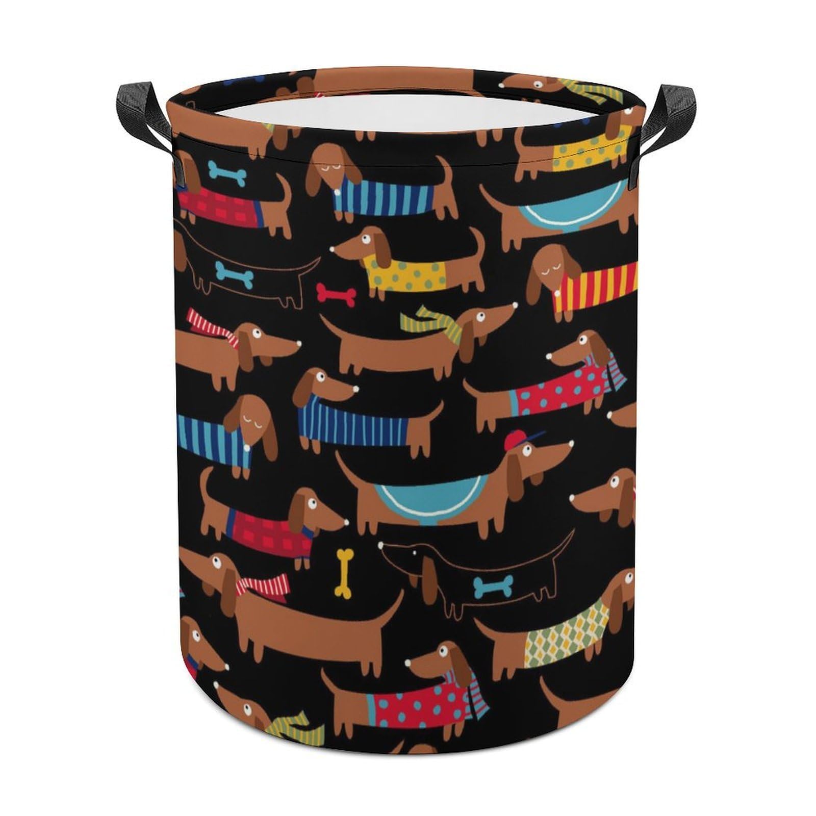 MHYRAC Laundry Hamper, I Love My Dog Dachshunds Laundry Basket, Washing Basket with Handle