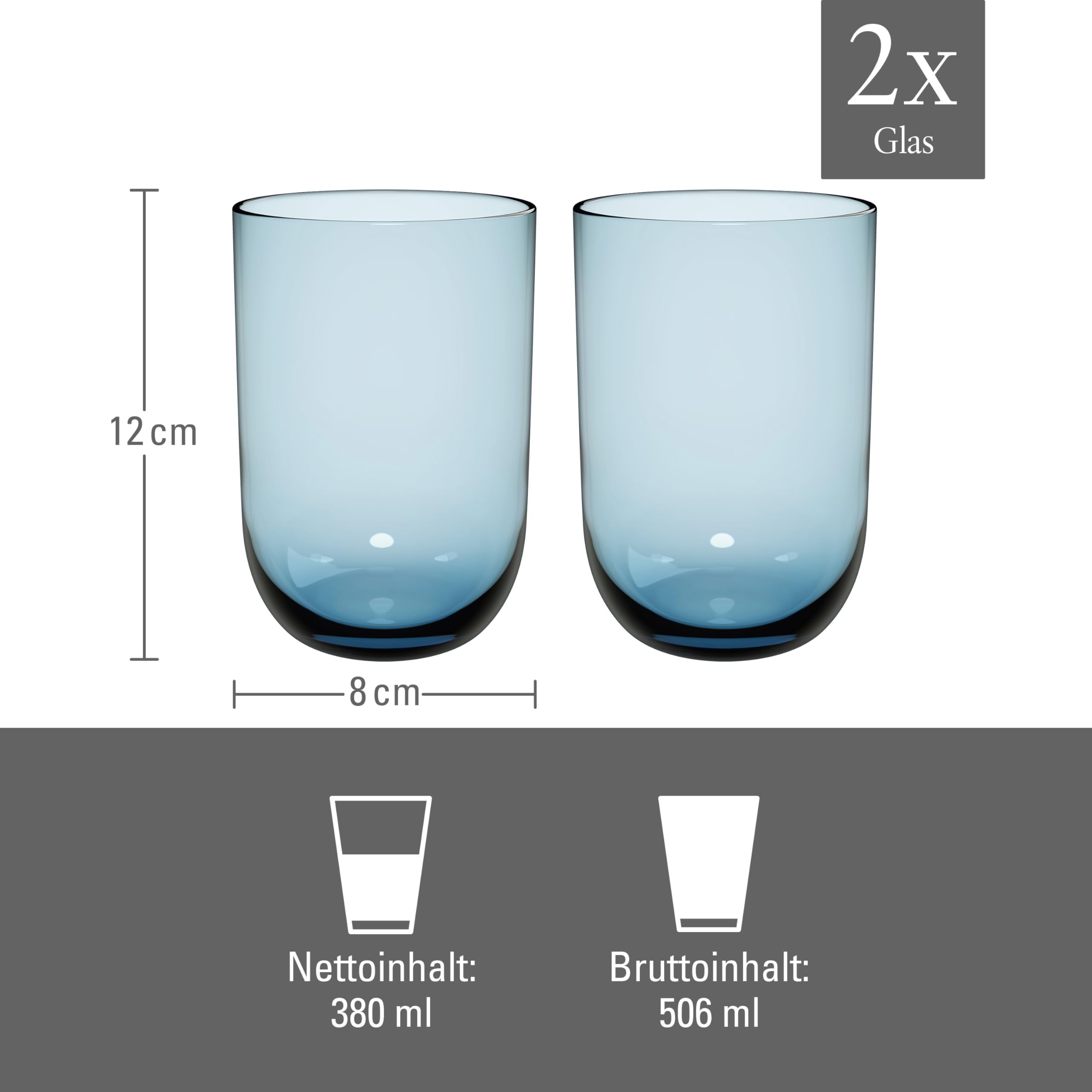 like. by Villeroy & Boch - Like Ice Long Drink Glass Set 2 pces, Coloured Glass ice Blue, Capacity 385 ml - Image 3