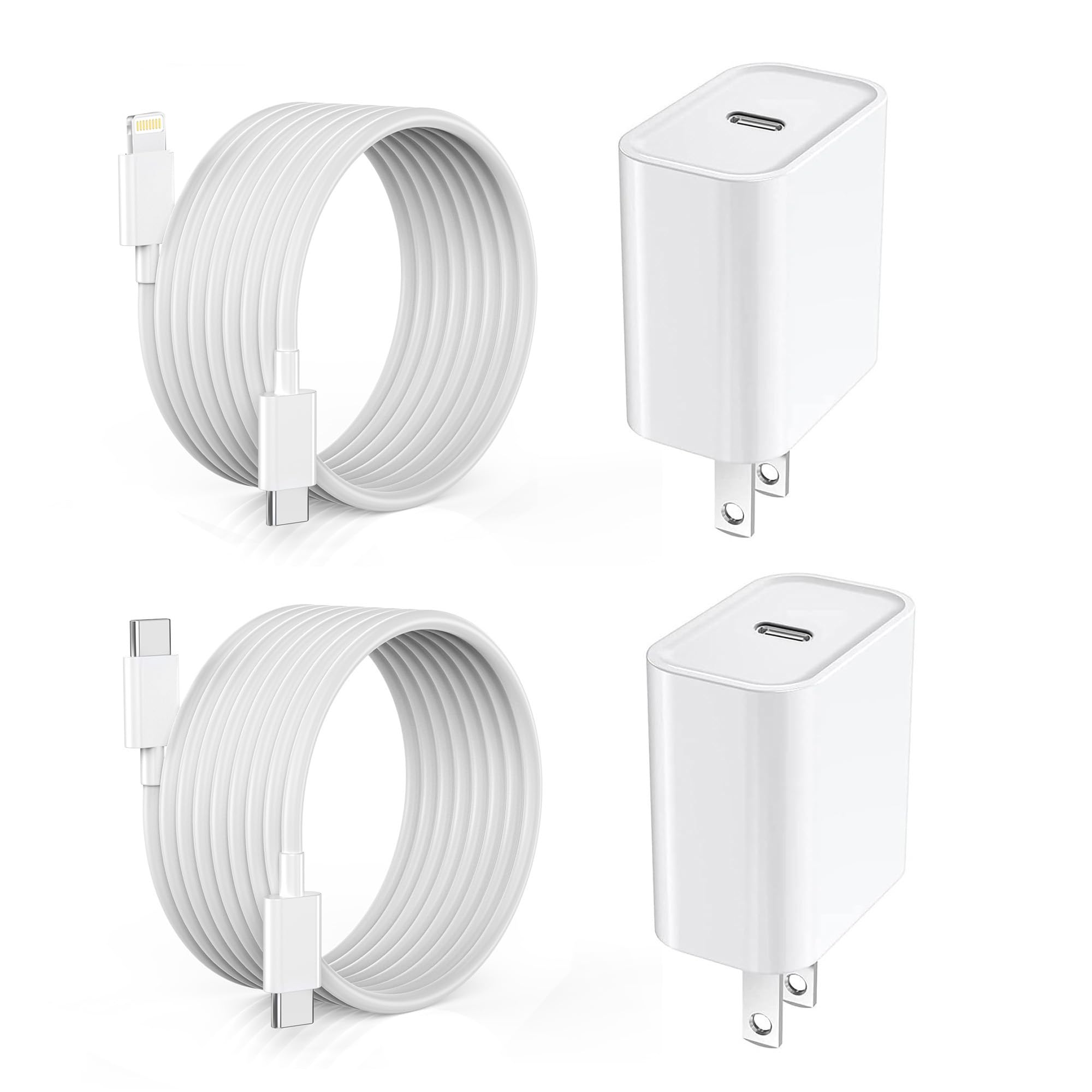 Extra Long 10FT iPhone Fast Charger,i Phone Charger Fast Charging【MFi Certified】2Pack 20W PD Fast USB C Charger Block + 10Foot i Phone Charging Cable Cord for iPhone 15/14/13/12/11/XS/XR/SE2022/8/iPad