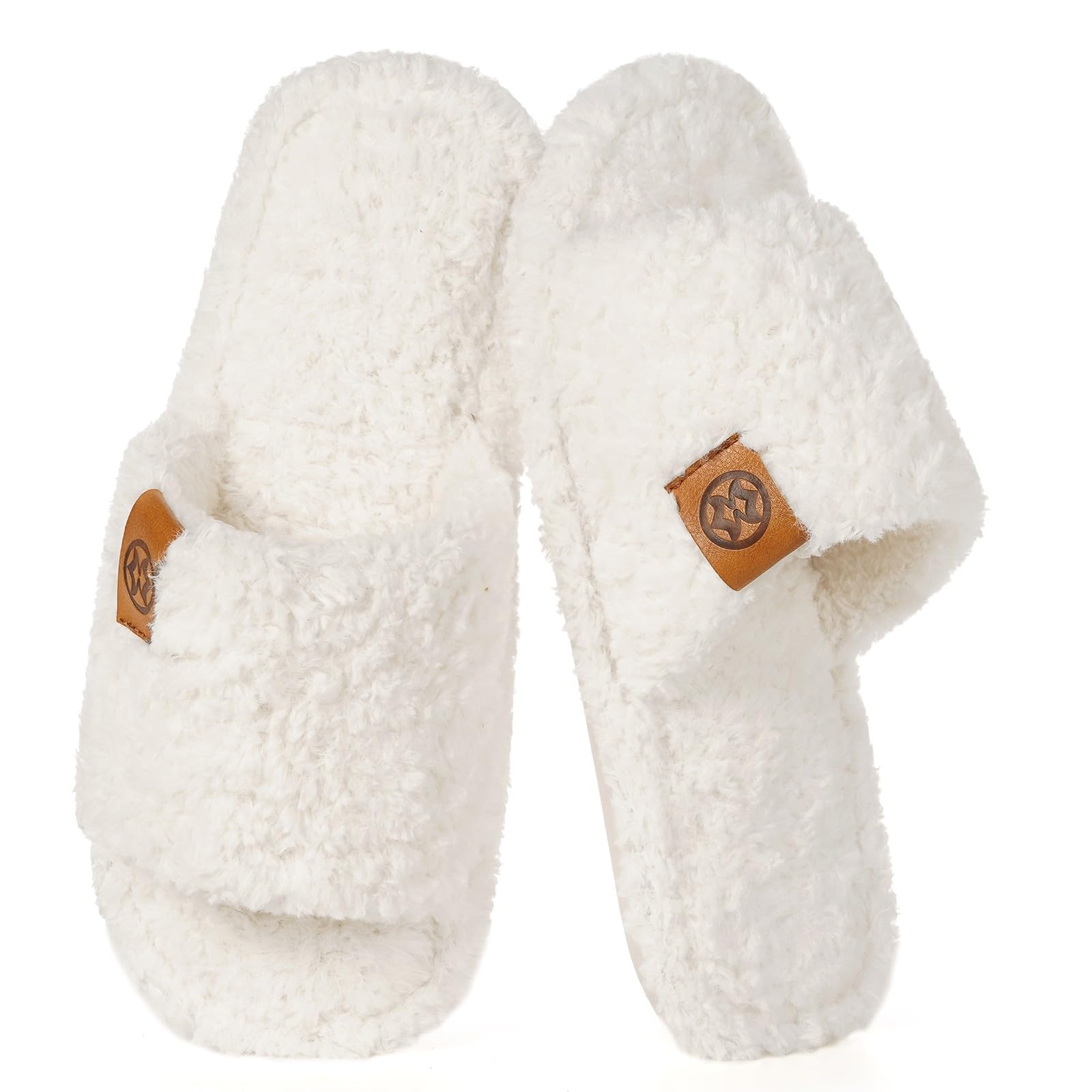 Dokela Fuzzy Open Toe Slippers for Men Soft Memory Foam Indoor House Shoes Slip On Cozy Bedroom Slippers