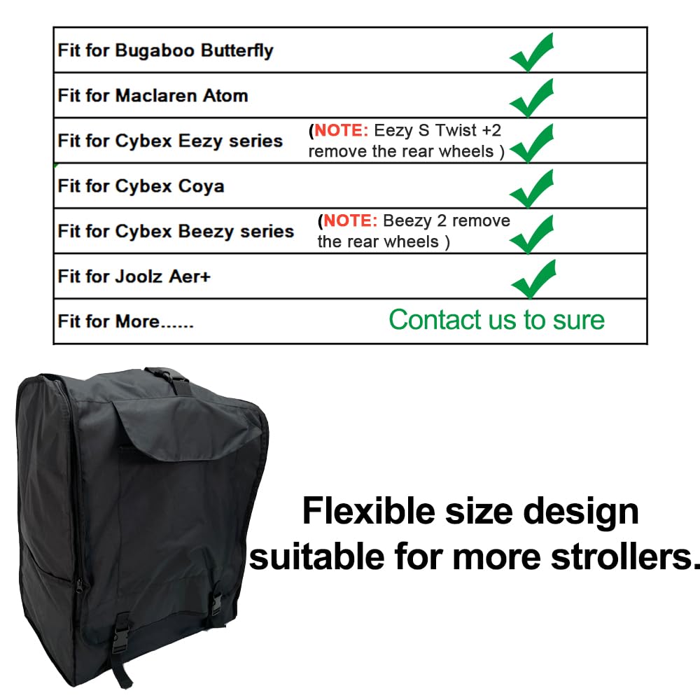 Sac de voyage pour poussette, sac à dos et rangement pour poussette compatible Cybex Coya, Beezy, Eezy Baby Carts, Noir