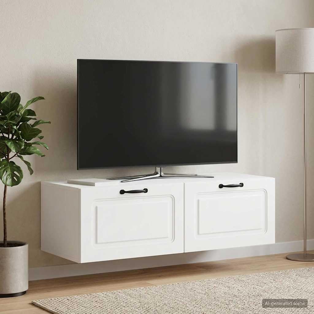 Générique Mobile TV da parete, 98 x 41 x 30 cm, in legno di ingegneria | Ripiani integrati, organizer per dispositivi, gestione dei cavi, design salvaspazio, costruzione solida