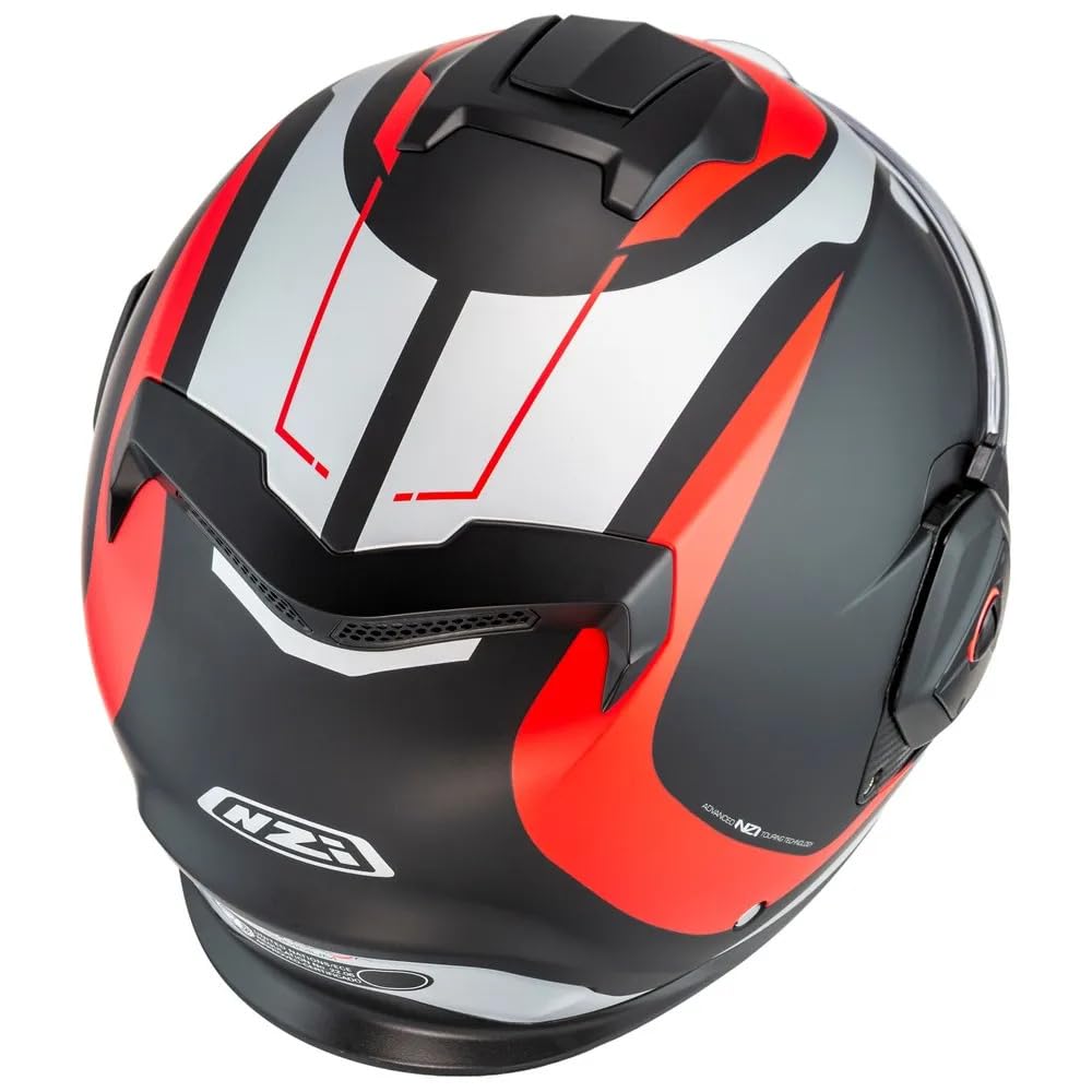 NZI Casco Modular NZI Fastback Duo 180º sumum Negro Rojo Abatible con Visor Solar - Unisex Hombre y Mujer - Homologado P/J ECE 22.06 (M)