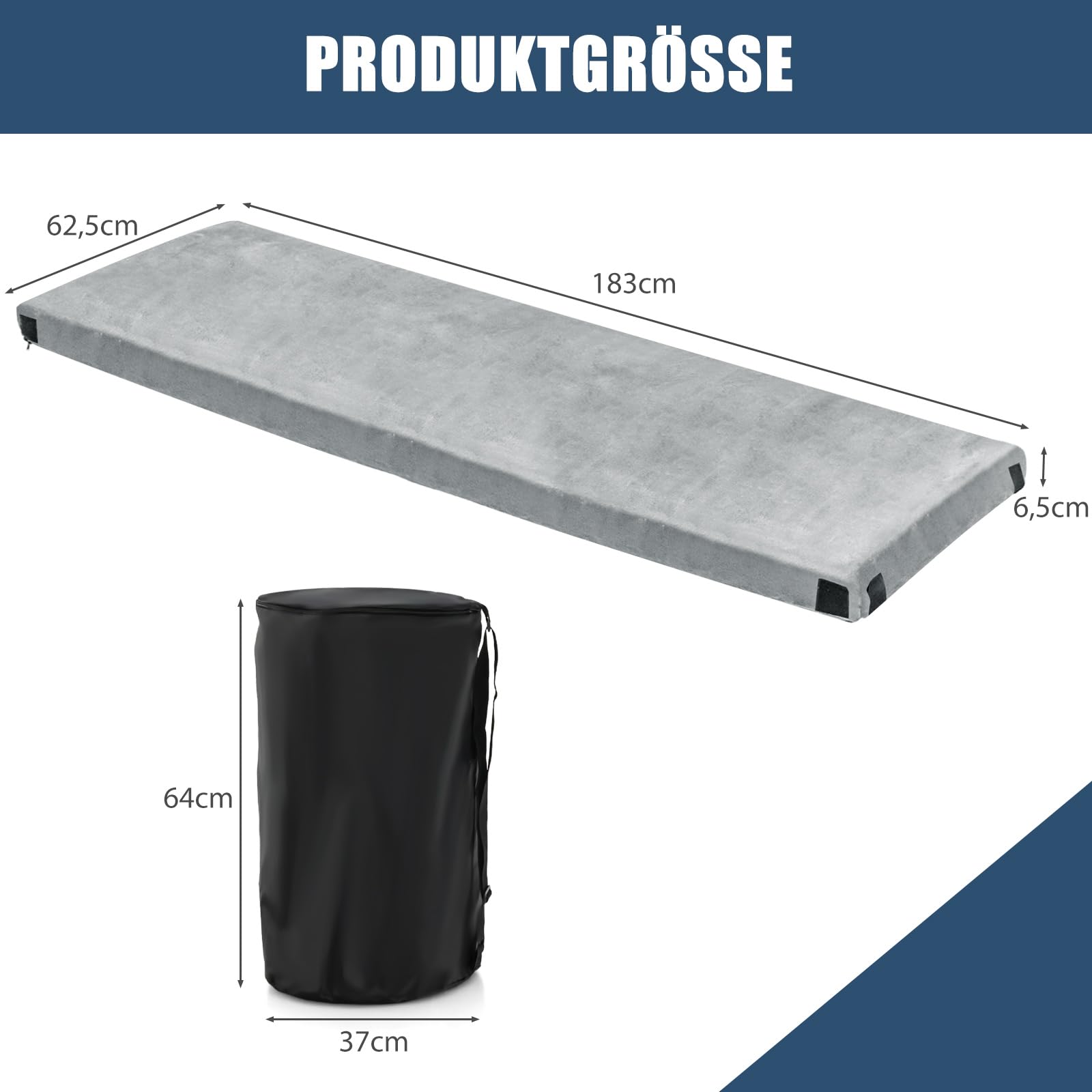 COSTWAY Memory-Schaum Camping Matratze, aufrollbare Campingmatte mit wasserdichter Beschichtung, Rutschfester Unterseite & Tragetasche, Bodenmatratze, Schlafmatte, Schlafmatratze