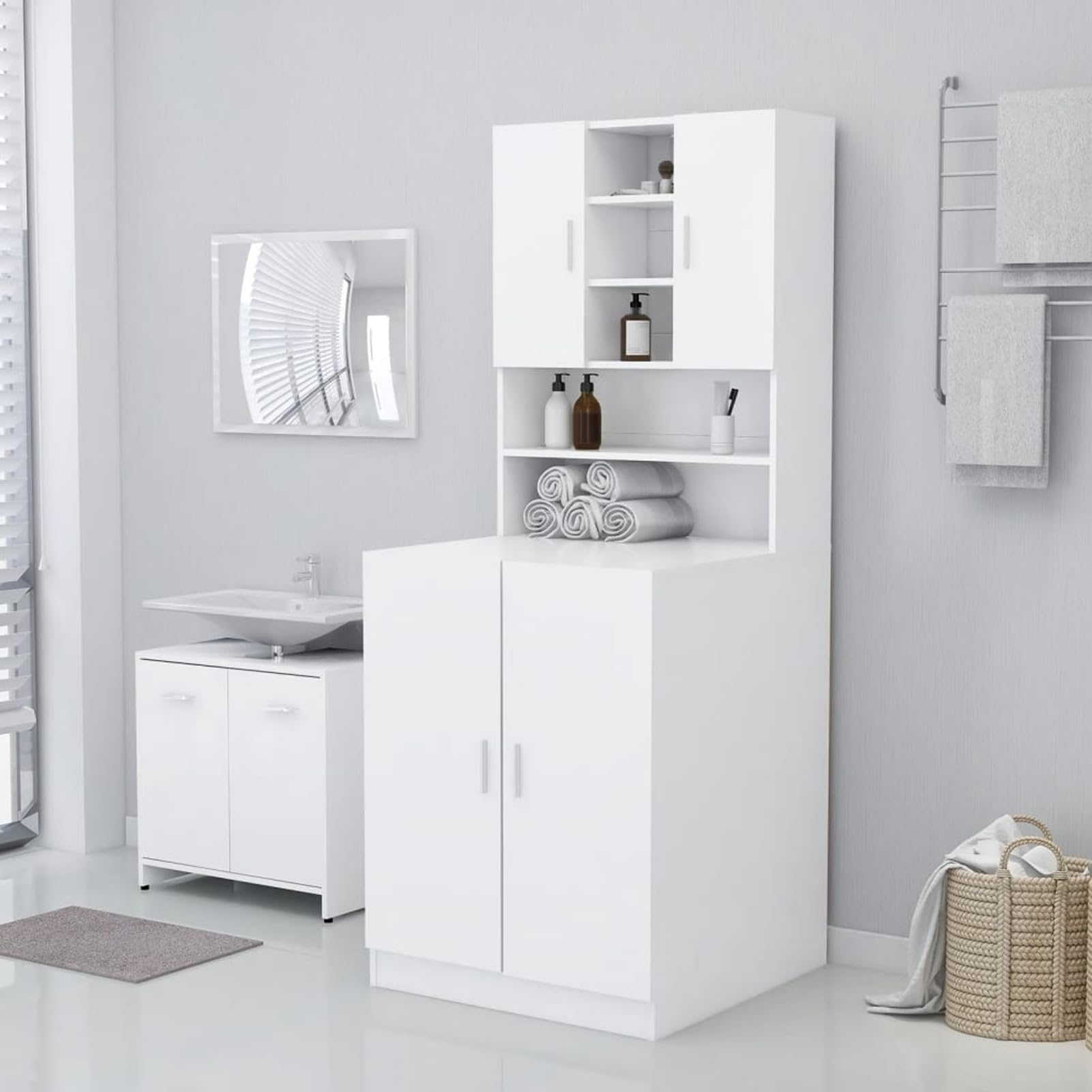 ARKEM Armario de Lavadora Blanco 71x71,5x91,5 cm Mueble para Lavadora Mueble Lavadora Secadora armarios para Lavadora