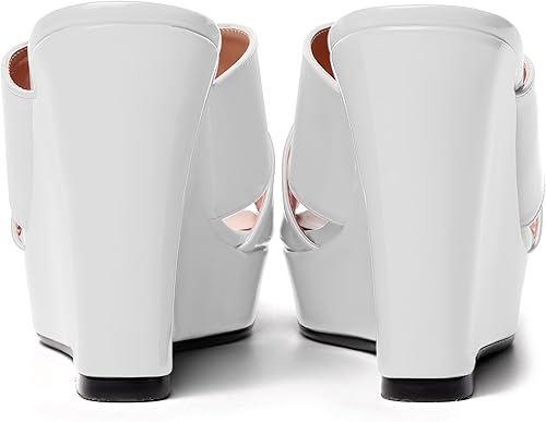 Miniatura 4 de MODENCOCO Sandalias de tacón alto con plataforma de patente para mujer, estilo casual, con puntera abierta, para fiesta, de 4 pulgadas