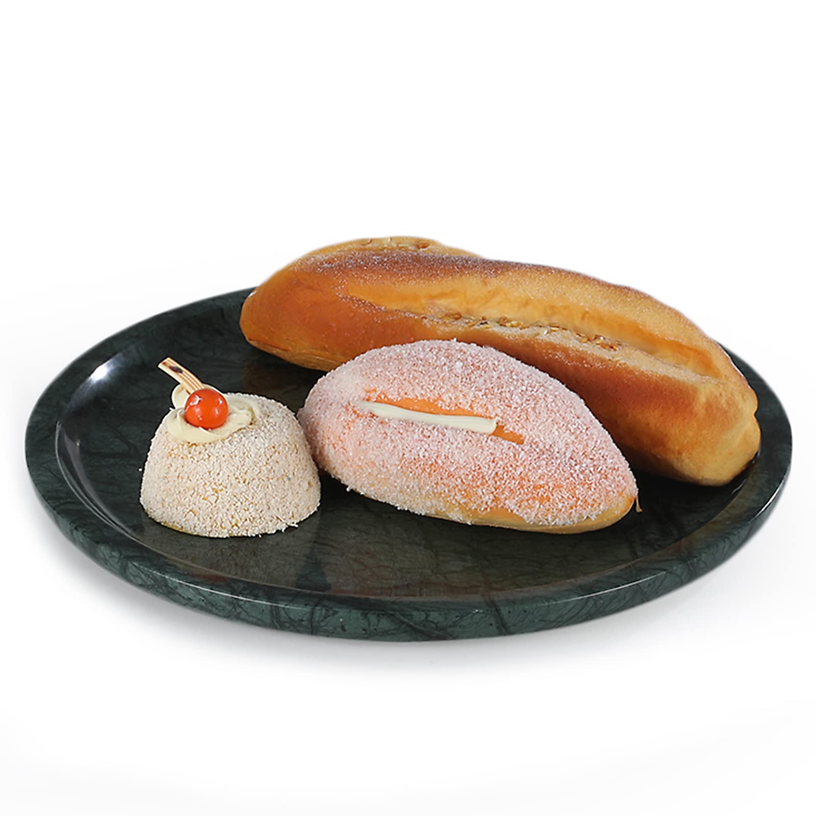 Bandeja de almacenamiento de mármol natural de lujo, mármol genuino para decoración del hogar, bandeja de piedra para baño/cocina/tocador, sin resina (10 pulgadas, verde) 9