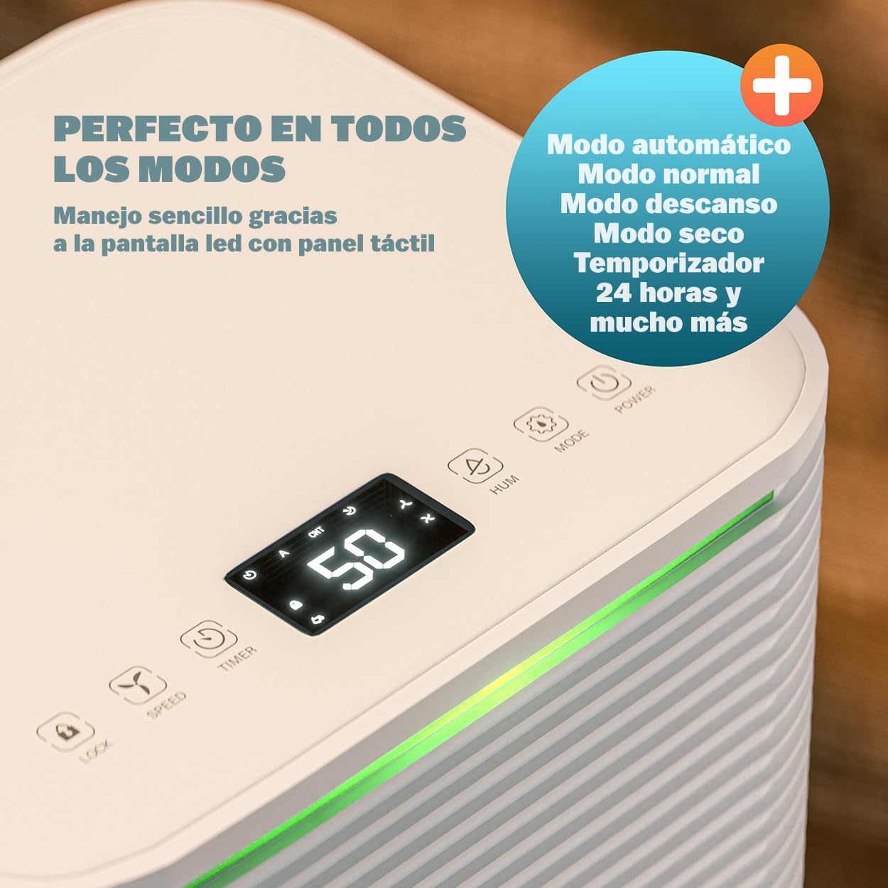 MONZANA® Deshumidificador Eléctrico 12L/día Habitaciones 15–20m² Pantalla LED Purificador Aire Temporizador 24h Ruedas Antihumedad Hogar Oficina