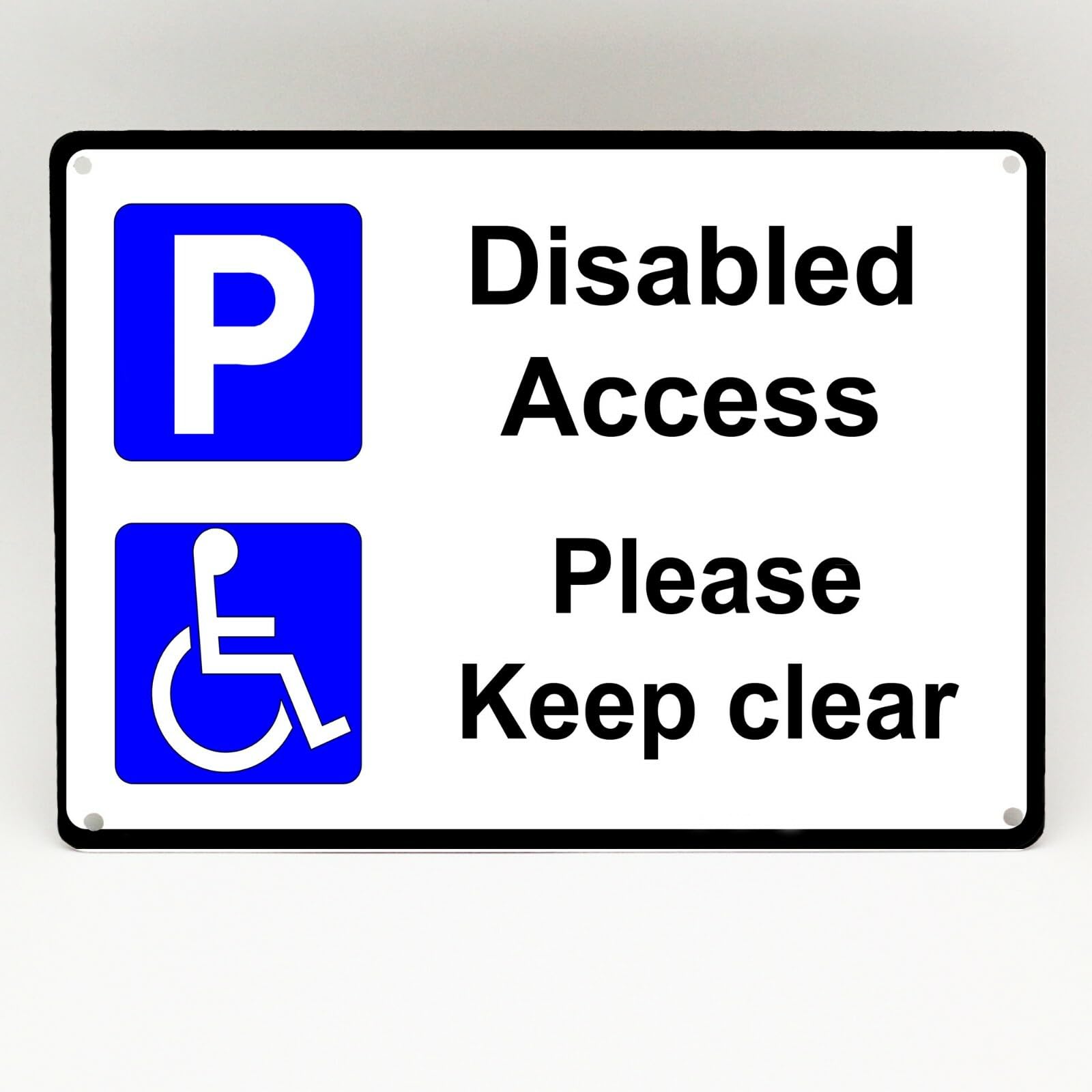 Yelaceccb New Metal Street Sign Disabled Access Metal Sign Please Keep Clear Blue Badge Driveway Reserved Space 8X12 Inches