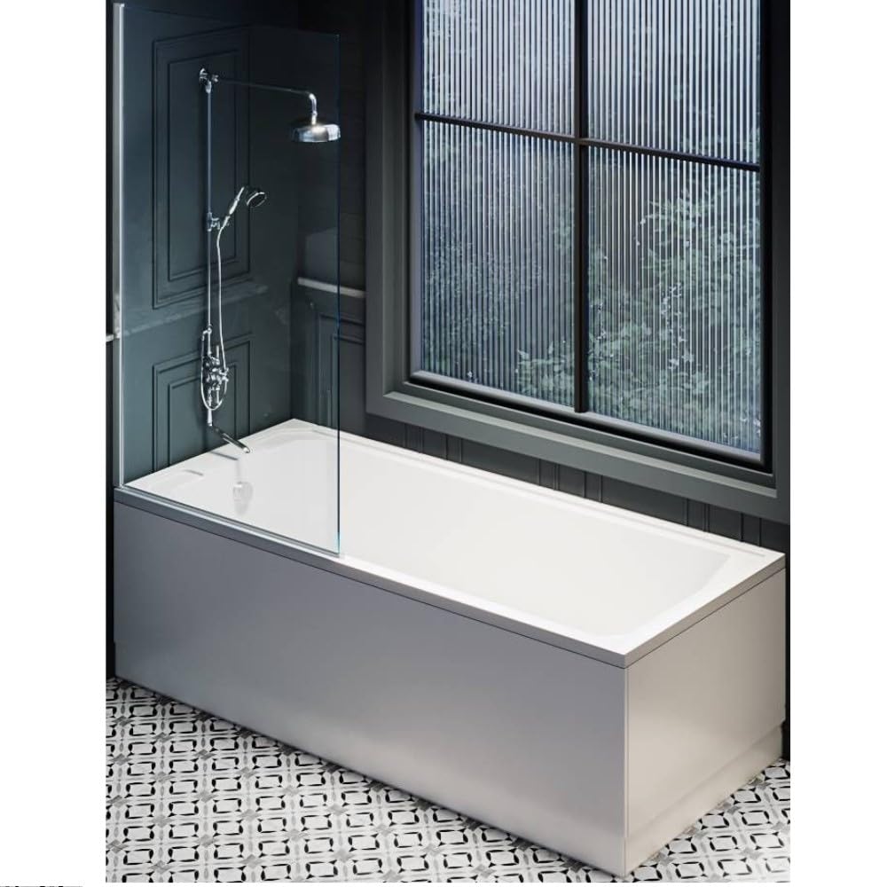 Milano Chrome Screen, Side & End Panels Richmond White 1700Mm X 700Mm Single Ended Shower Bath Chrome Screen Panels