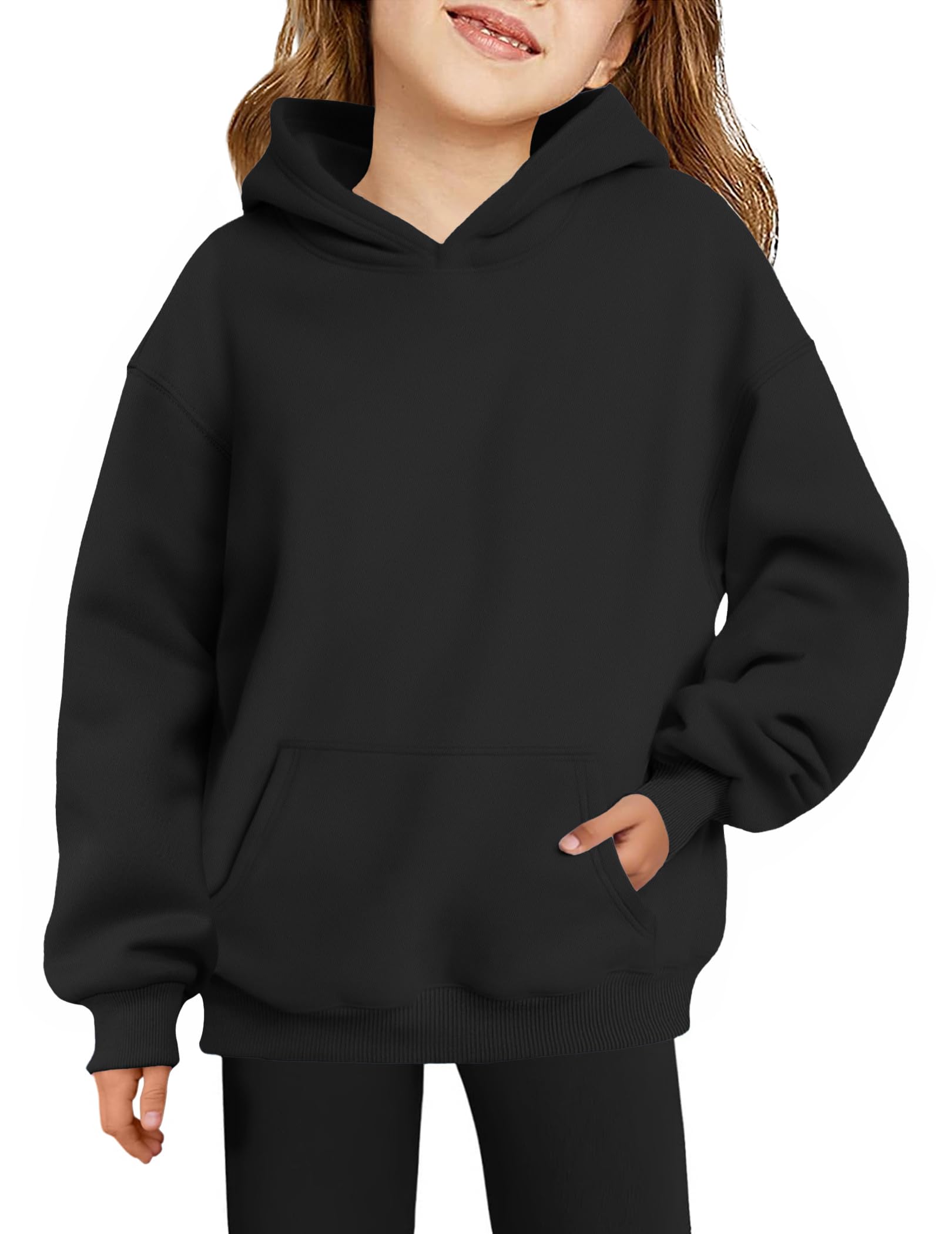 Arshiner Mädchen Kapuzenpullover Warm Fleece Winter Hoodie 6-16 Jahre | Taschen, Lose, Einfarbig, Batik, Bequem, Sport, Freizeit, Schule, Alltag, Mode