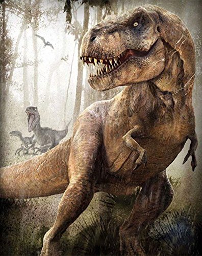 LPRTALK DIY 5D Diamond Painting Kit, Full Round Drill Crystal Rhinestone Embroidery Cross Stitch Arts Craft Canvas Supply Kit for Adults and Kids Christmas New Year Gift Tyrannosaurus 14X18 inches