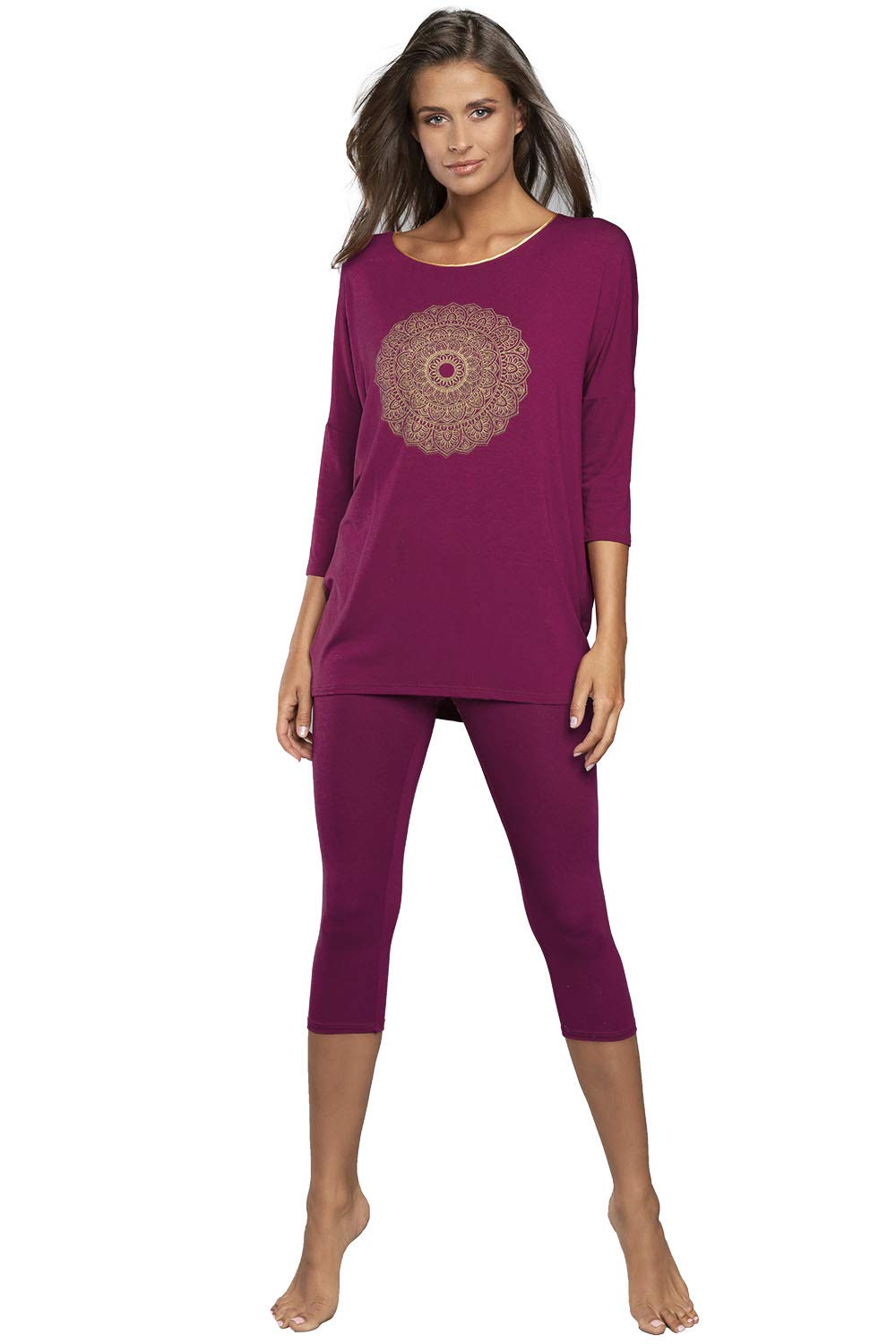 Italian Fashion Ensembles de Pyjama Femme | Pyjama Femme Été Confortable et Douce | 2 Pièces avec Pantalon 3/4 et Haut de Vêtements de Nuit | Pyj' Ado Fille en Viscose S-XXL