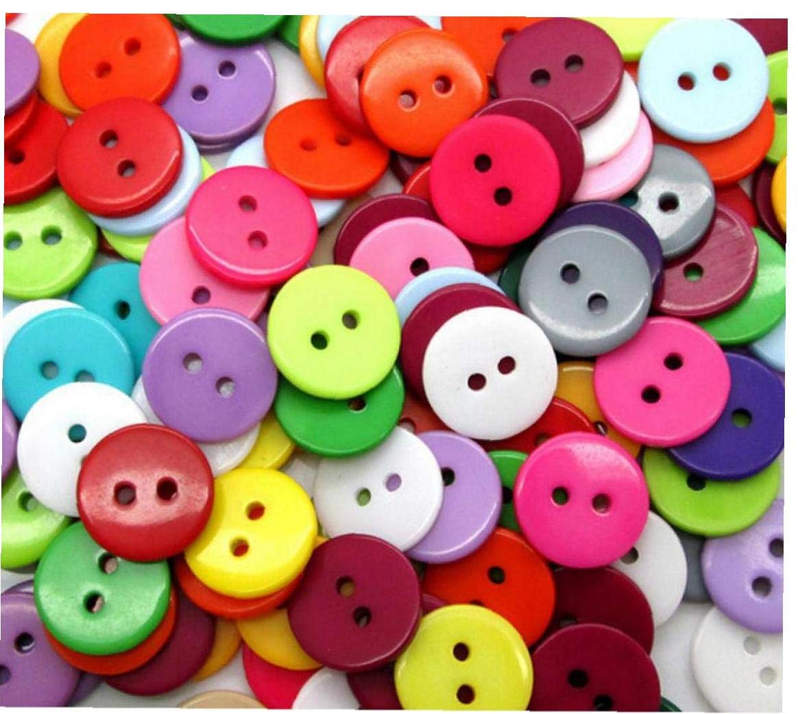 Pinicecore Multicolor 100Pcs Resin Button Round Shape 2 Hole Sewing Scrapbooking Apparel Sewing Button 12Mm Mixed Color