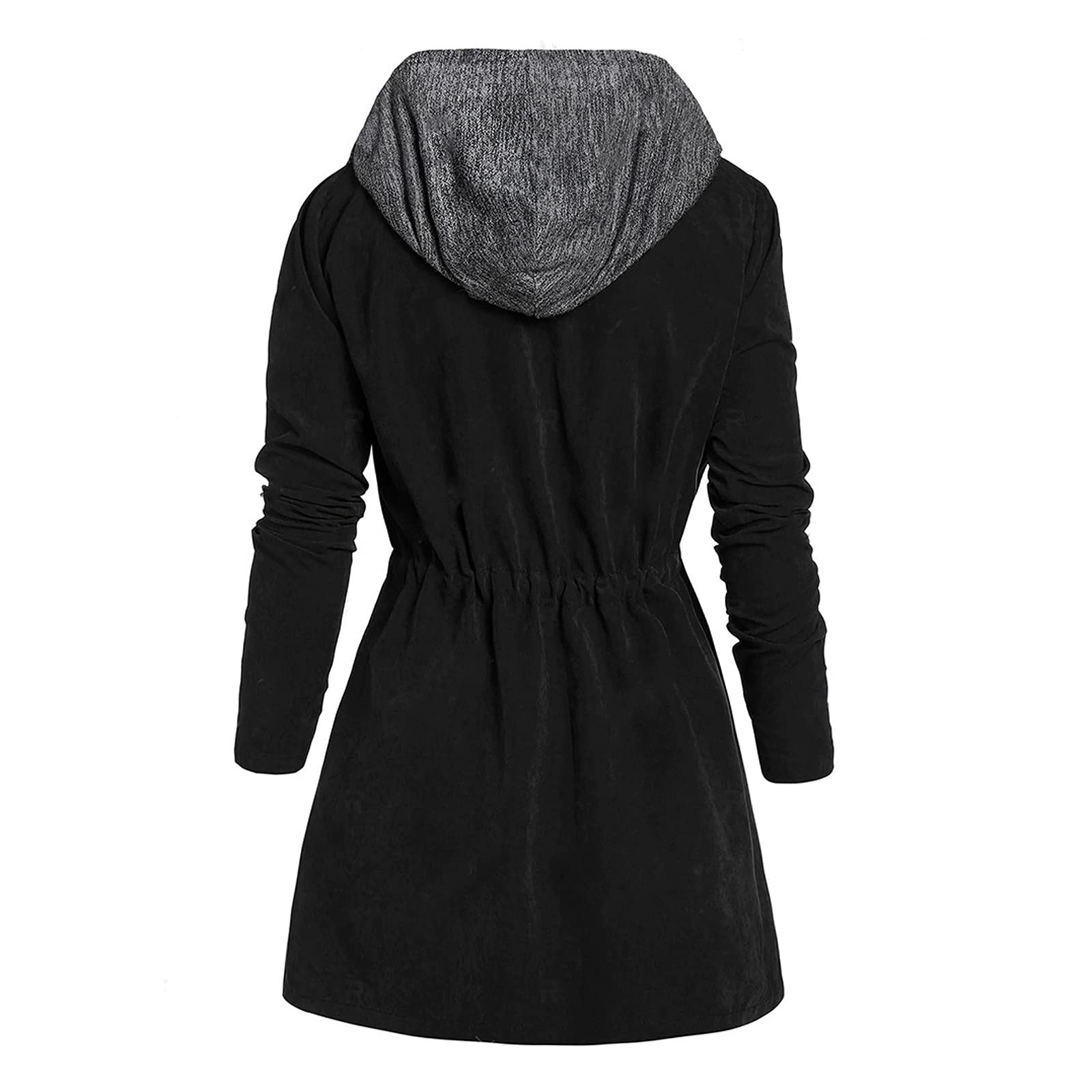 Chaqueta de invierno para mujer, chaqueta de invierno, abrigo de invierno, chaqueta de forro polar para mujer, chaqueta cortavientos con capucha de longitud media, talla grande, con cordones, bolsa de
