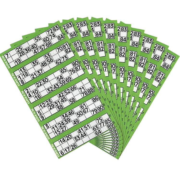 𝗣𝗮𝗰𝗸 𝗼𝗳 𝟭𝟬 – Bingo Pads Bingo Book 1-480 Bingo Tickets 6 Tickets View Flayers for Family Function or Get Together, Indoor Games, Christmas, New Year (Green)