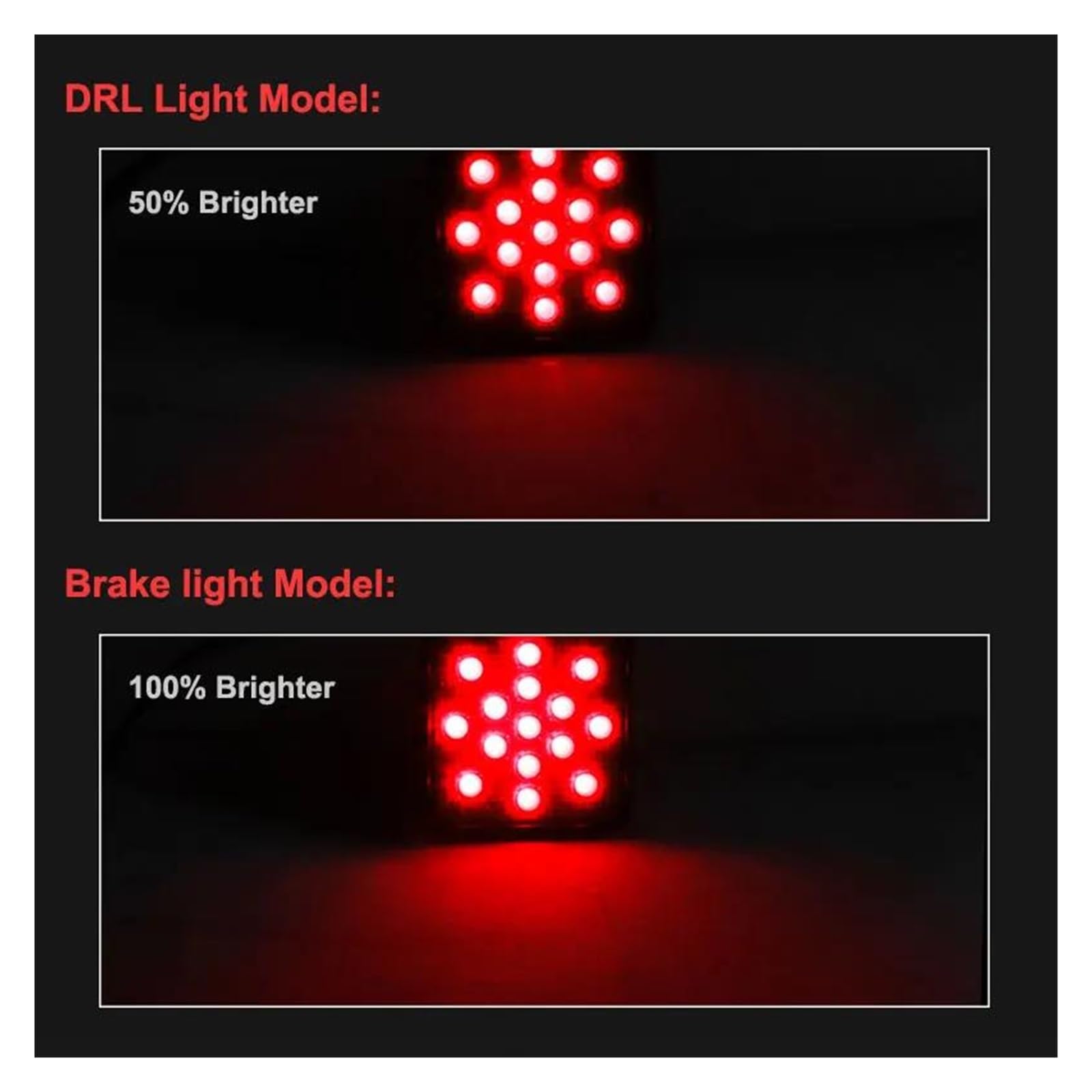 FRENO TRASERA LED Receptor Enganche Remolque 2'' 15 Luces Antiniebla Traseras LED Camioneta Para Jeep SUV Parachoques Trasero Universal 12V Luz Freno Indicador(2pcs Brake Light)