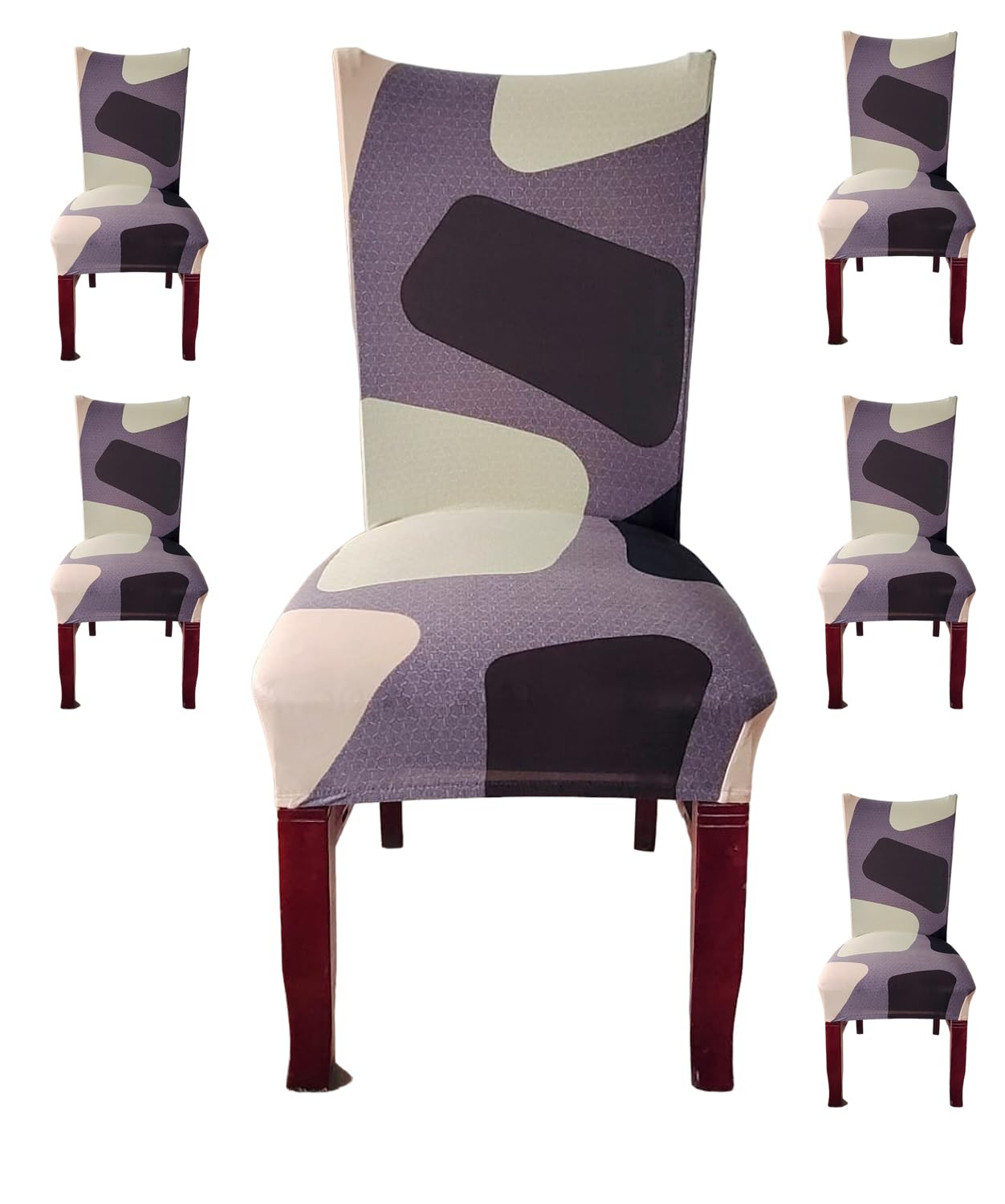 Styleys Chair Covers for Dining Room, Stretch Dining Chair Cover, Washable Spandex Kitchen Chair Slipcovers (Set of 6, Purple Bricks Pattern, SD3226)-image-46