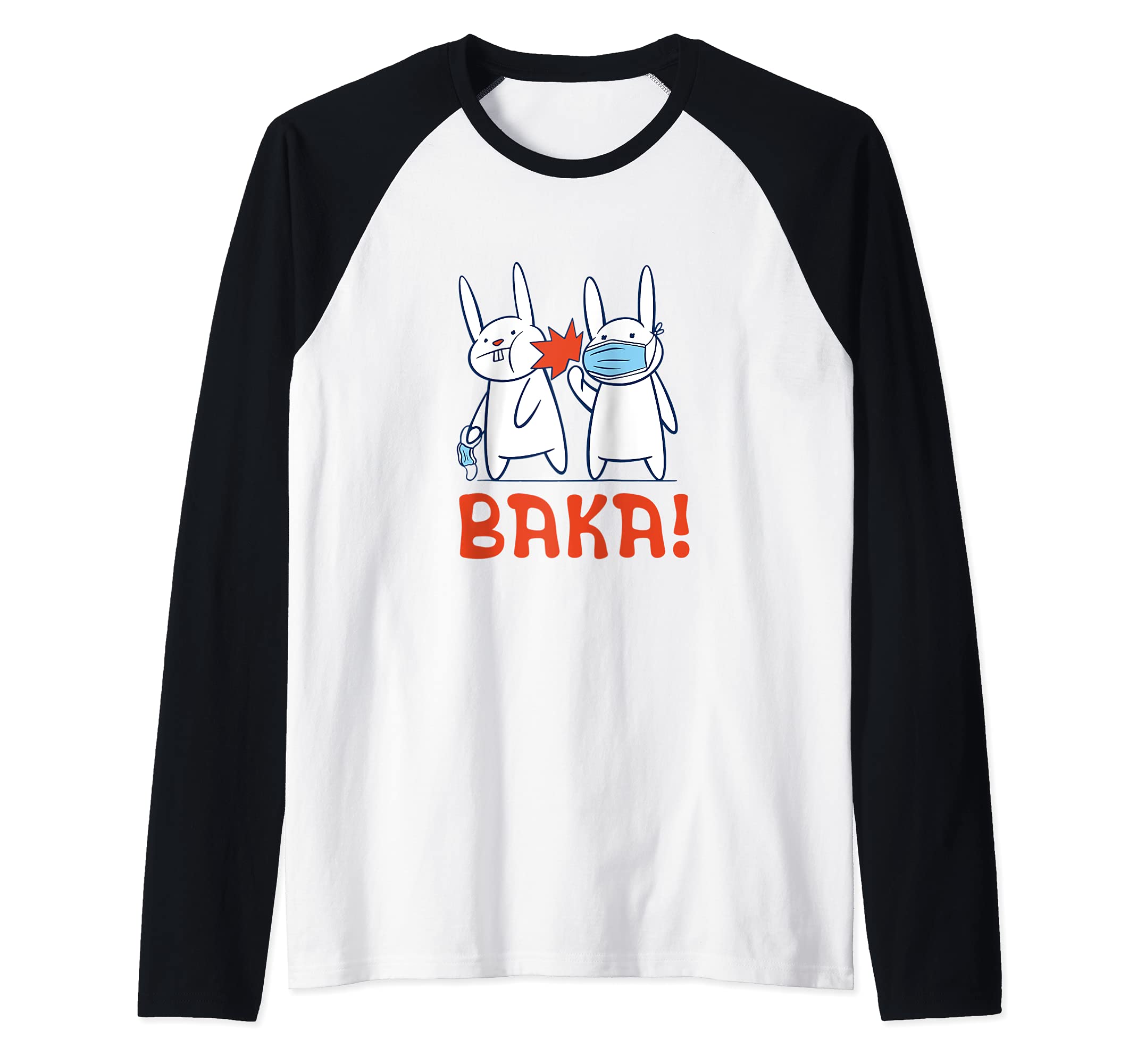 Baka Rabbit Slap Face Mask - Baka Japanese Raglan Baseball Tee