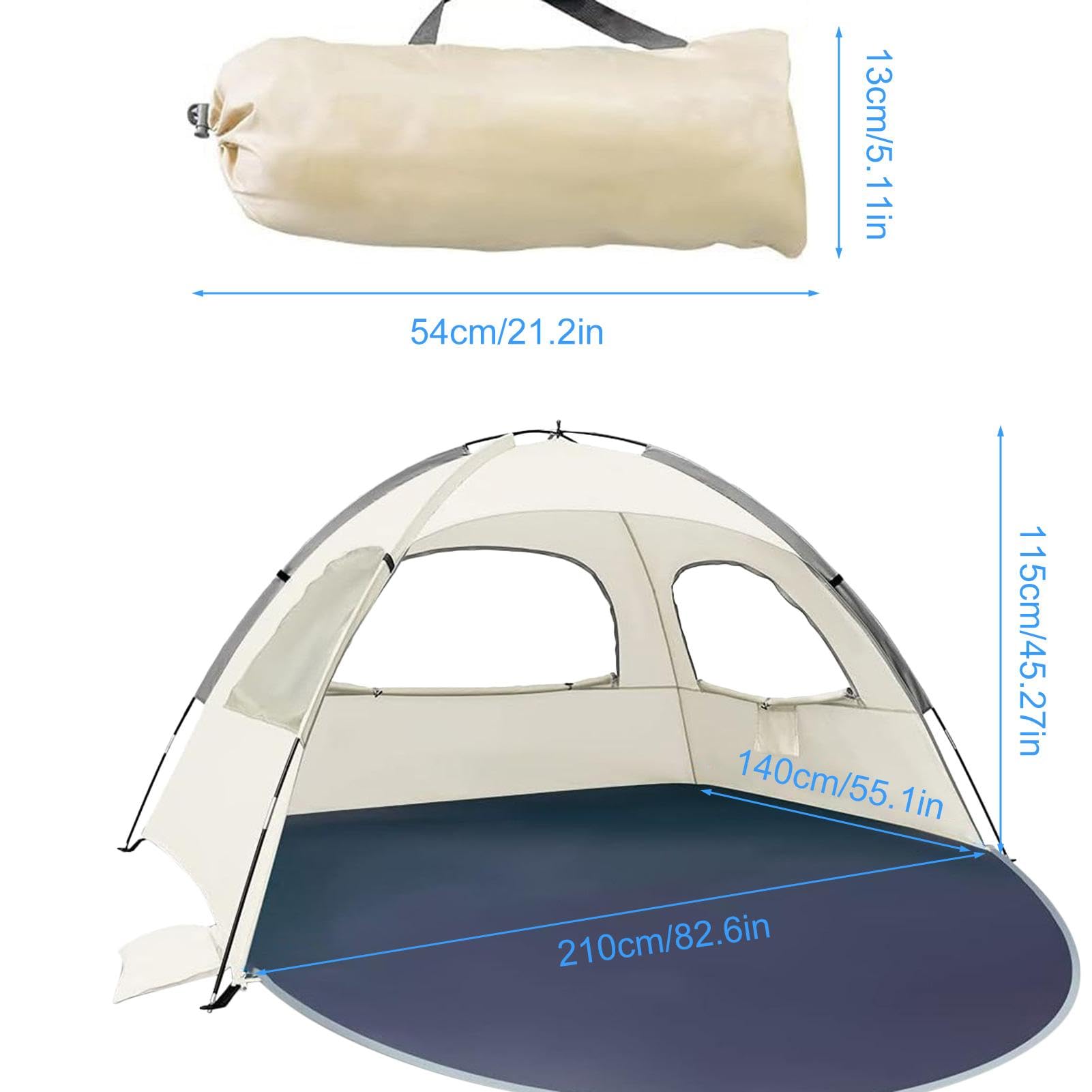 Tente de Plage, abri Solaire pour Tente de Plage, Tentes de Plage Portables Tente extérieure, Tente de Plage Pop-up Multi-scénarios pour Parcs, pêche, Lacs, plages et Camping
