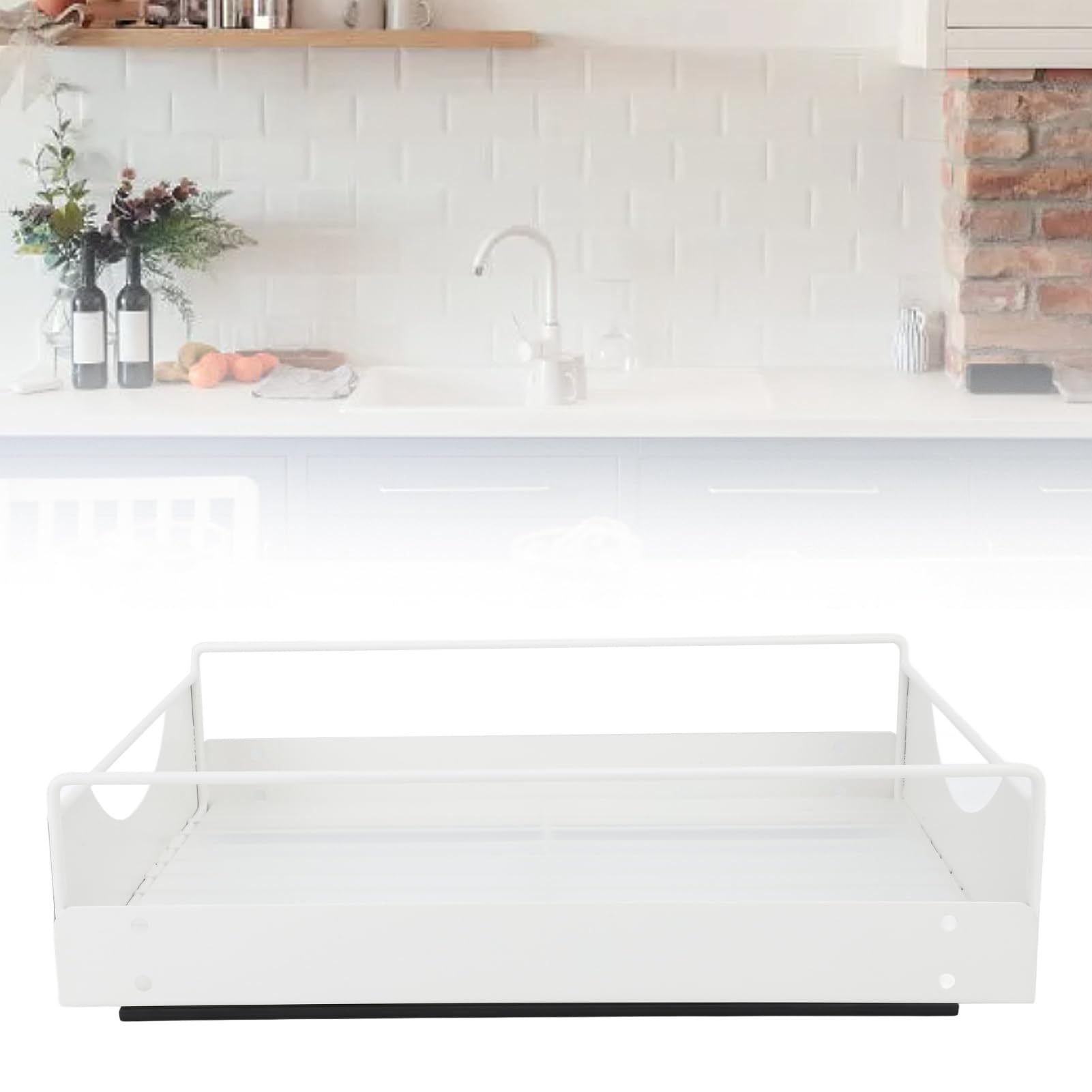 Organizador de Gabinete Extraíble, Estantes de Despensa Deslizables de 16 X 9 X 3,6 Pulgadas, Estante de Despensa con Cajón Deslizante para Cocina, (White)