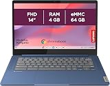 Lenovo IdeaPad Slim 3 Chrome 14M868 – Laptop 14 Inches FHD (MediaTek Kompanio 520, 4GB RAM, 64GB SSD, Arm Mali-G52 2EE MC2 GPU, Chrome OS) Französische Version AZERTY Keyboard – Blau - 1