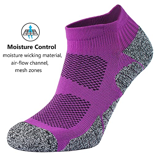 Cwvlc Unisex Cushioned Compression Athletic Ankle Socks Multipack, 3-Pairs Purple, M (7.5-10 W Us/ 6-8.5 M Us) #TOP4