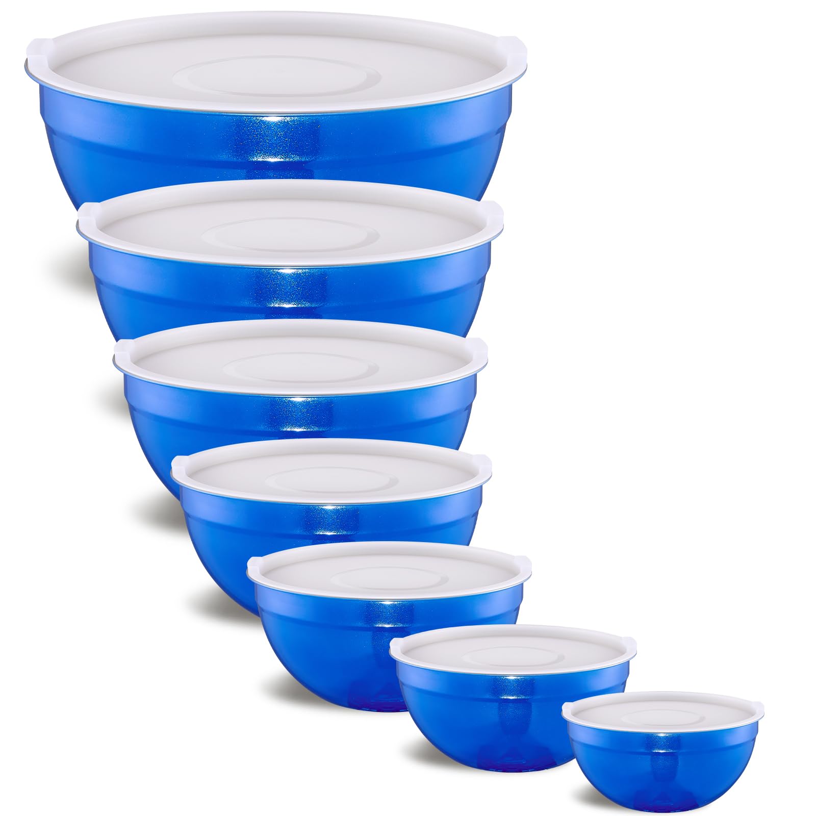 Onlycooker Blue Mixing Bowls With Airtight Lids,Stainless Steel Bowl,Salad Bowls 7 Piece Colorful Nesting Bowl Blue Ki