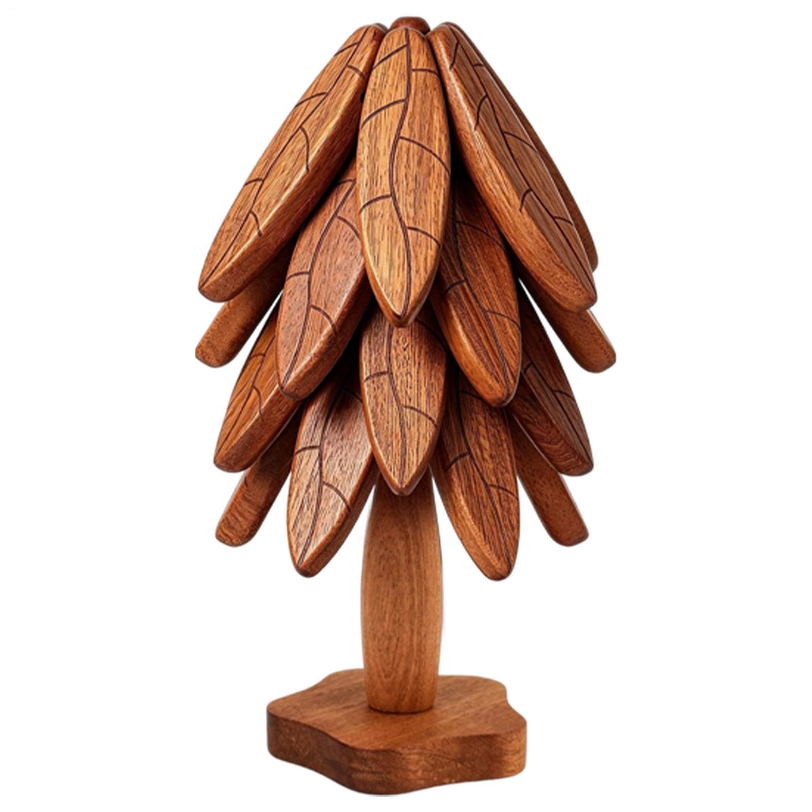 Salvamanteles De Madera 4 Posavasos Aislantes del Calor Decoración Navideña