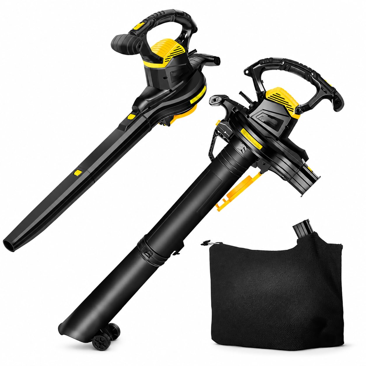 Aspiradora eléctrica de hojas de 3800 W y trituradora, aspiradora de jardín con cable con bolsa de recogida de 40 L y relación de trituración 16:1