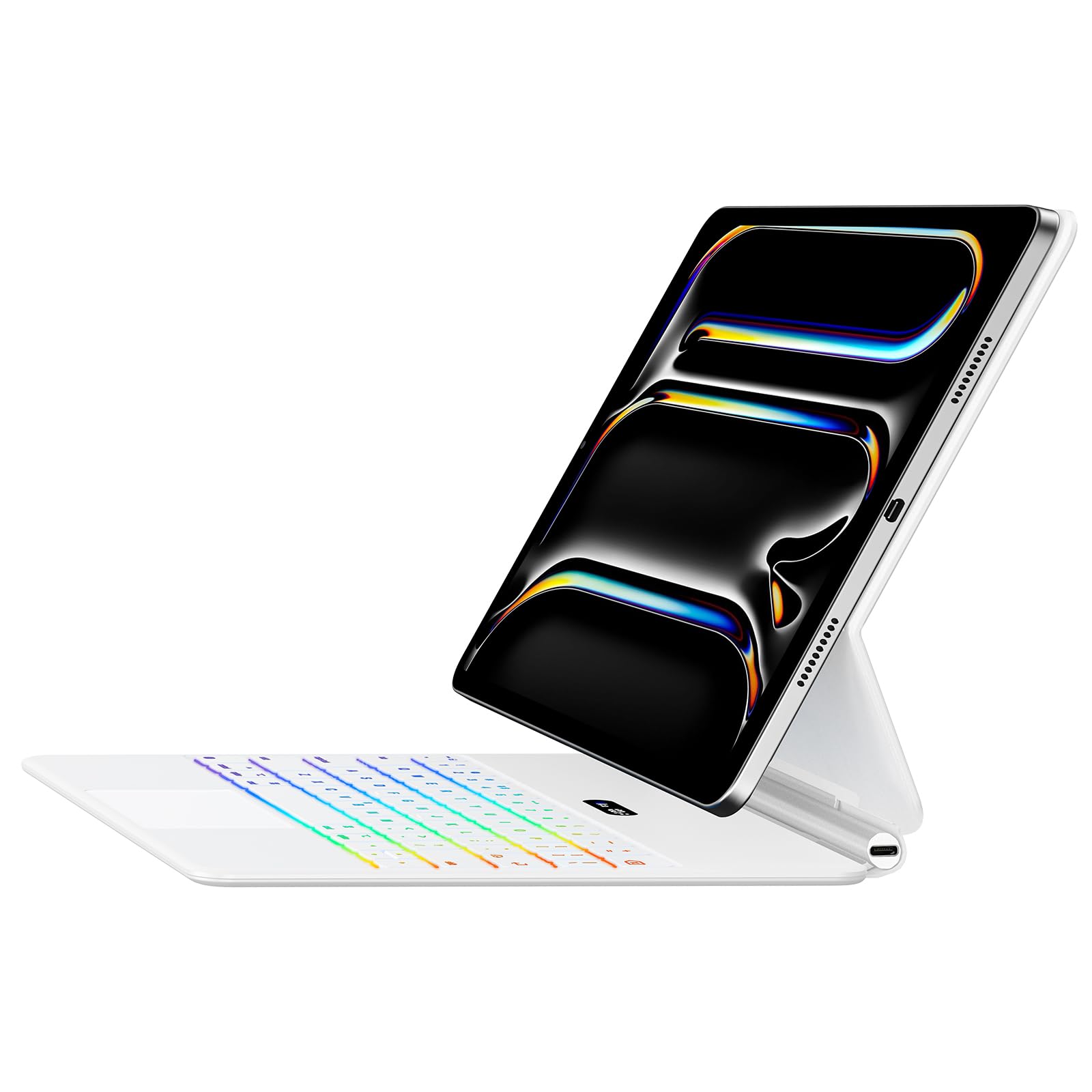 Jibrealg Keyboard Case for iPad Pro 11 Inch (M4 2024 / M5 2025), Ultra-Slim Magic Keyboard with Multi-Touch Trackpad, 7 Colors Backlight, Smart Keyboard for iPad Pro 11 Inch, White