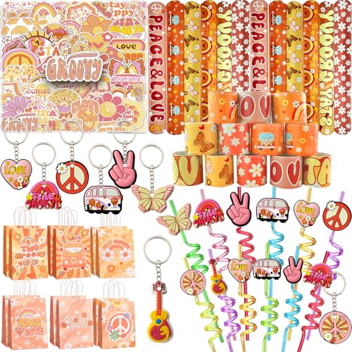 110pcs Groovy Party Favors Set Two Groovy Hippie Boho Birthday Decor
